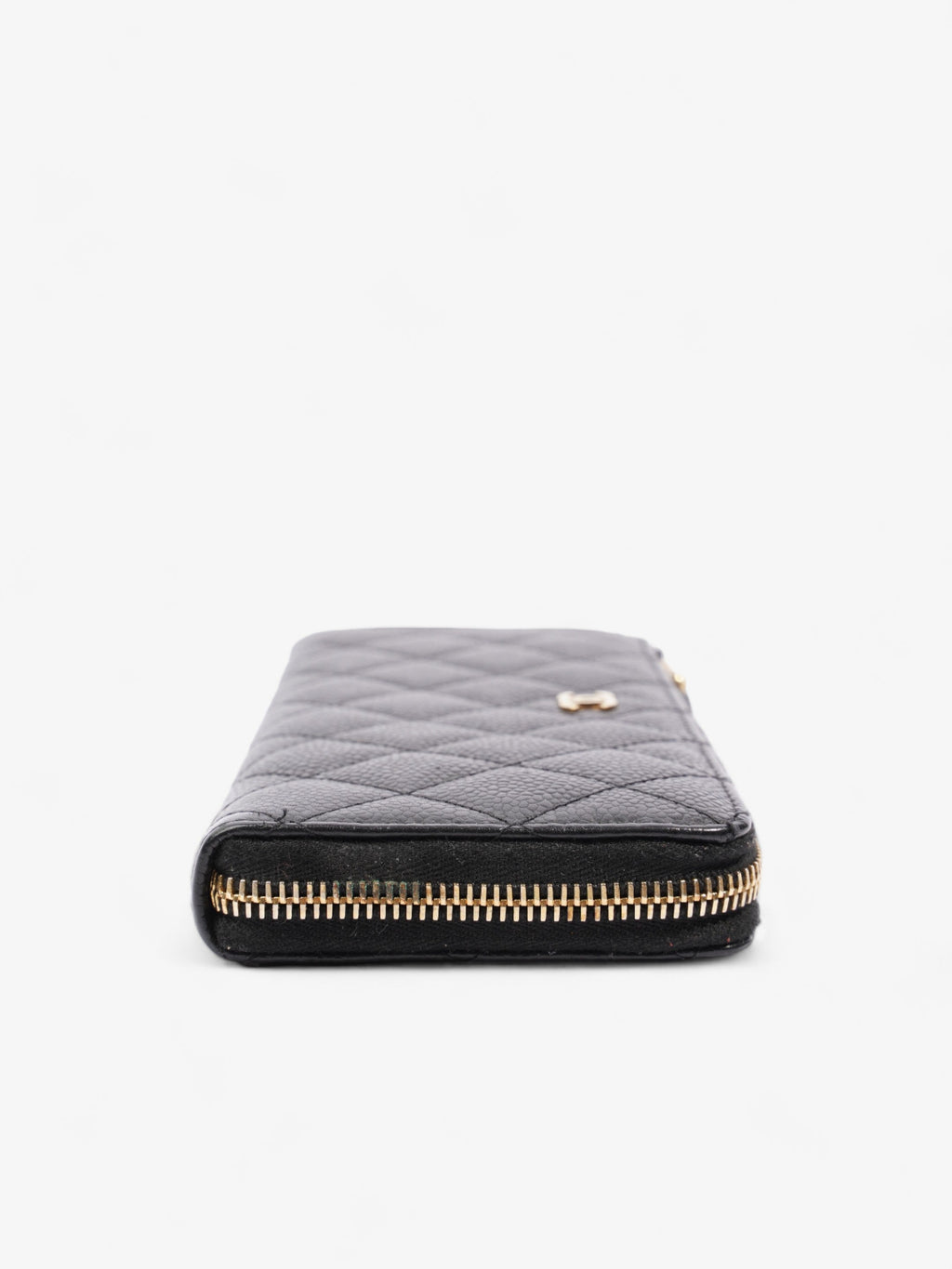 Chanel Half Zip Long Wallet Black Matelasse Leather