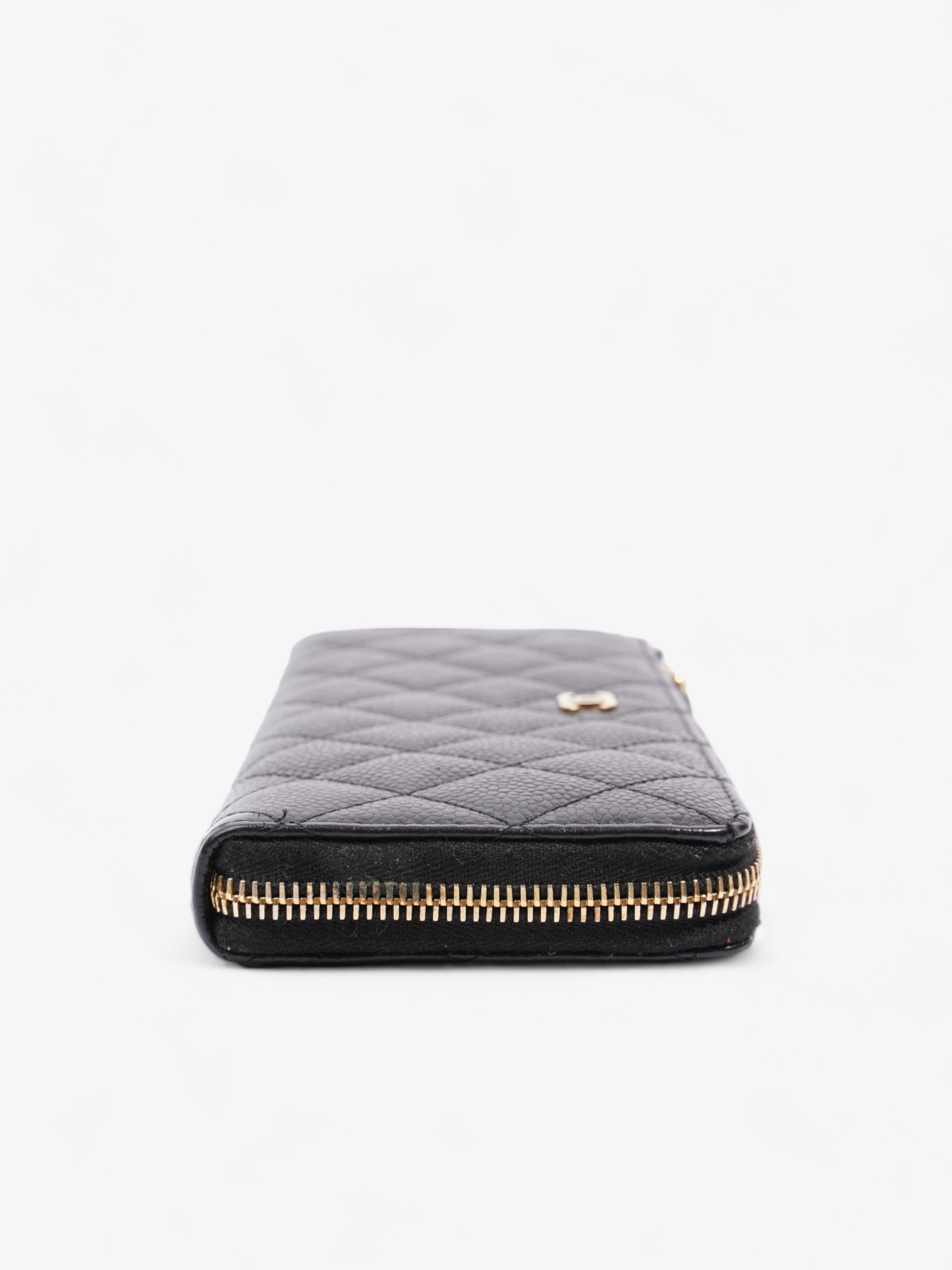 Chanel Half Zip Long Wallet Black Matelasse Leather