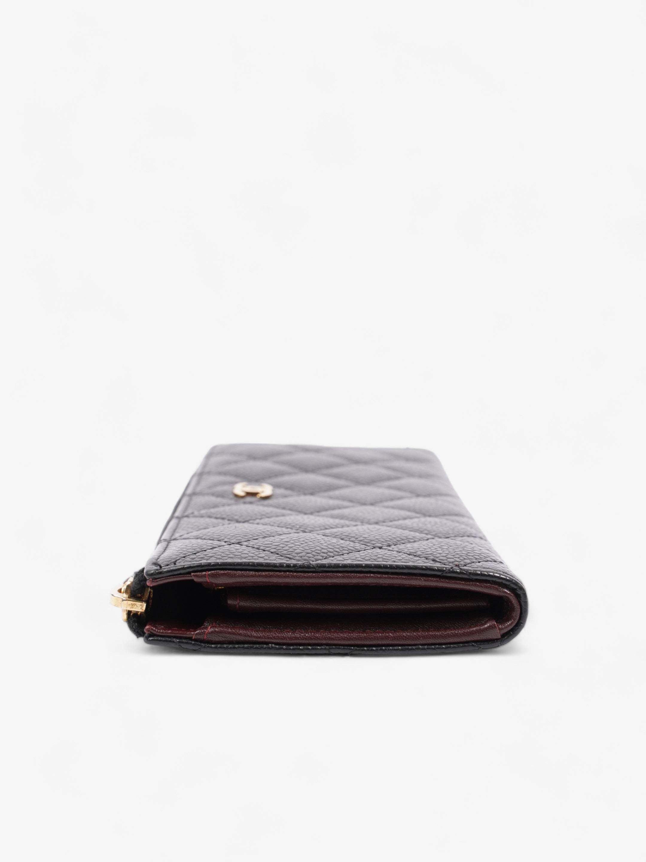 Chanel Half Zip Long Wallet Black Matelasse Leather