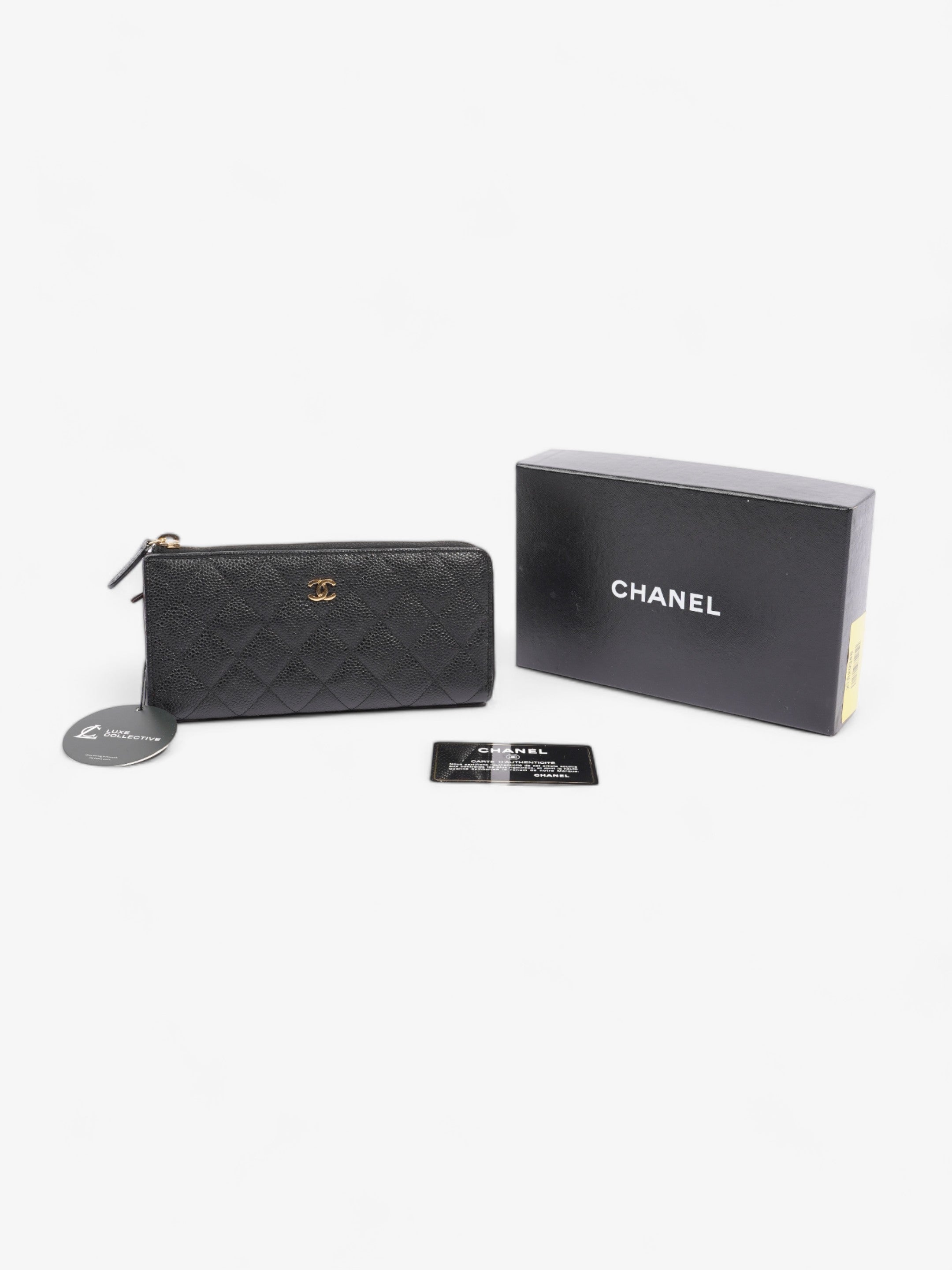 Chanel Half Zip Long Wallet Black Matelasse Leather