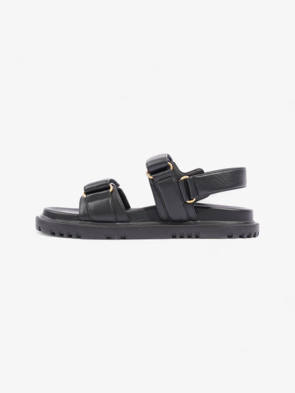 Christian Dior Dioract Sandals Black / Gold Leather EU 39.5 UK 6.5