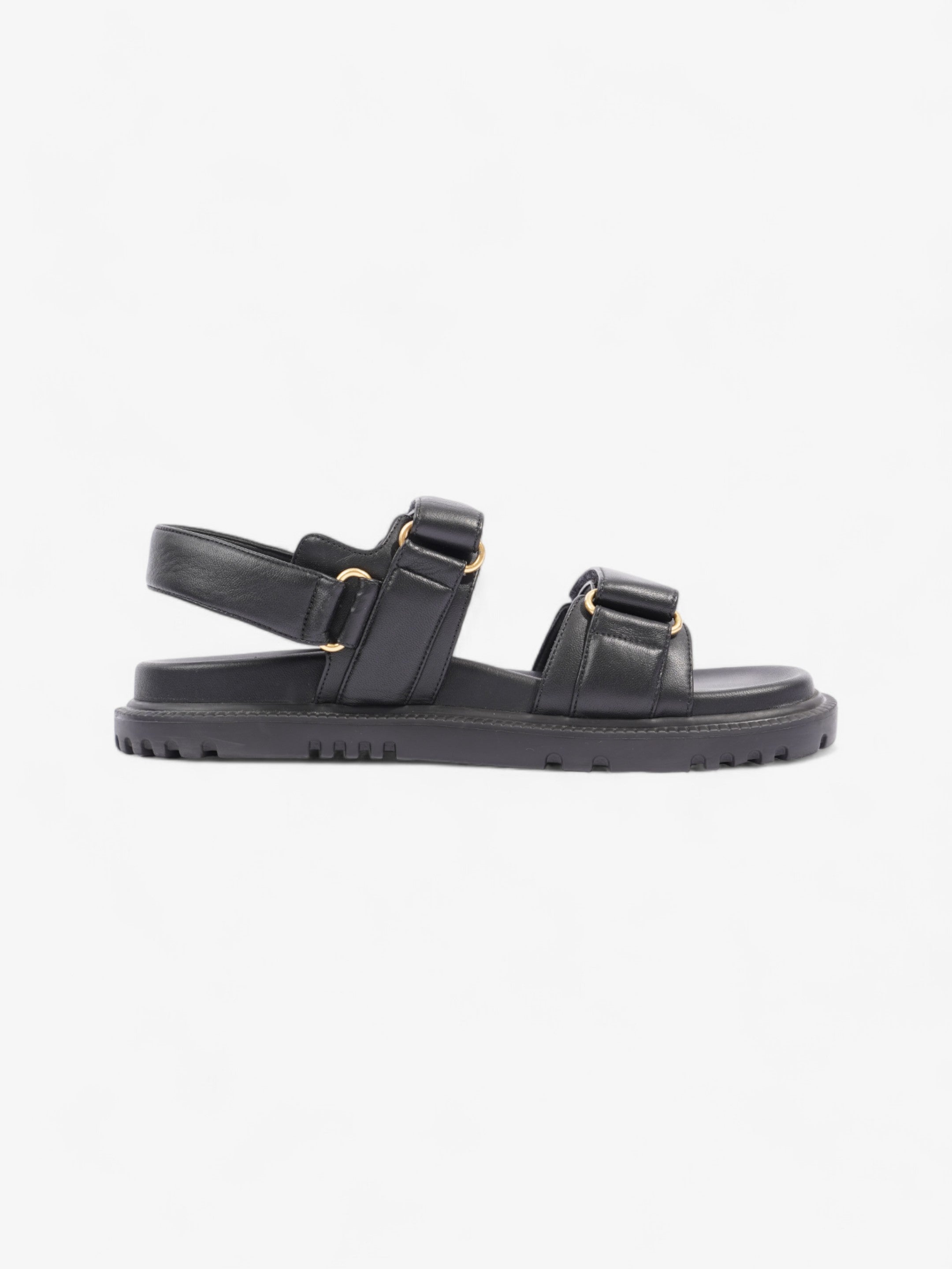 Christian Dior Dioract Sandals Black / Gold Leather EU 39.5 UK 6.5