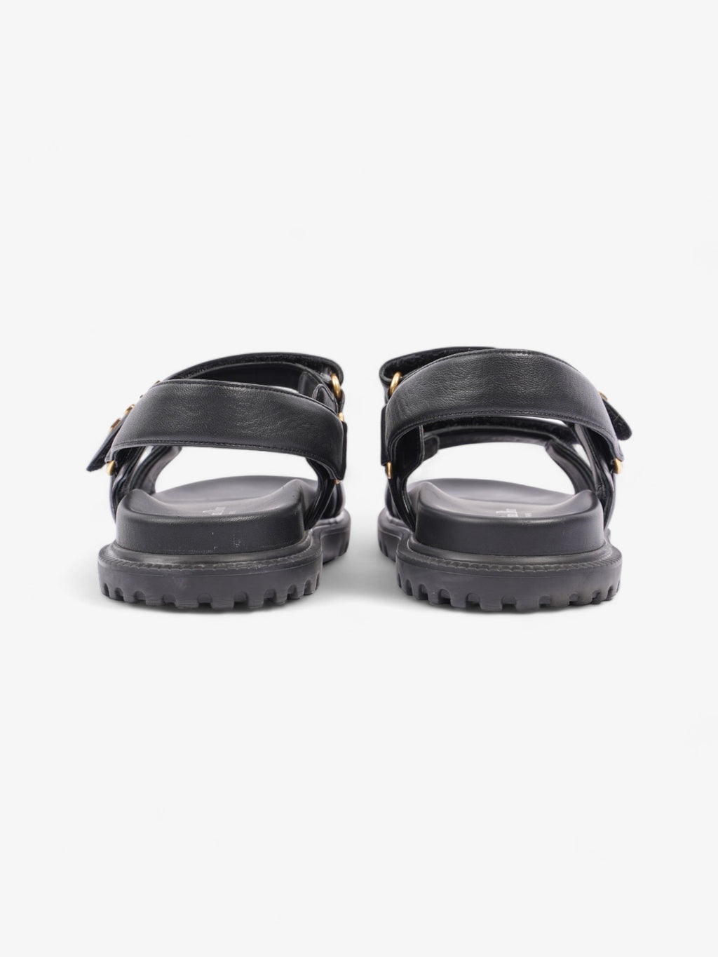 Christian Dior Dioract Sandals Black / Gold Leather EU 39.5 UK 6.5