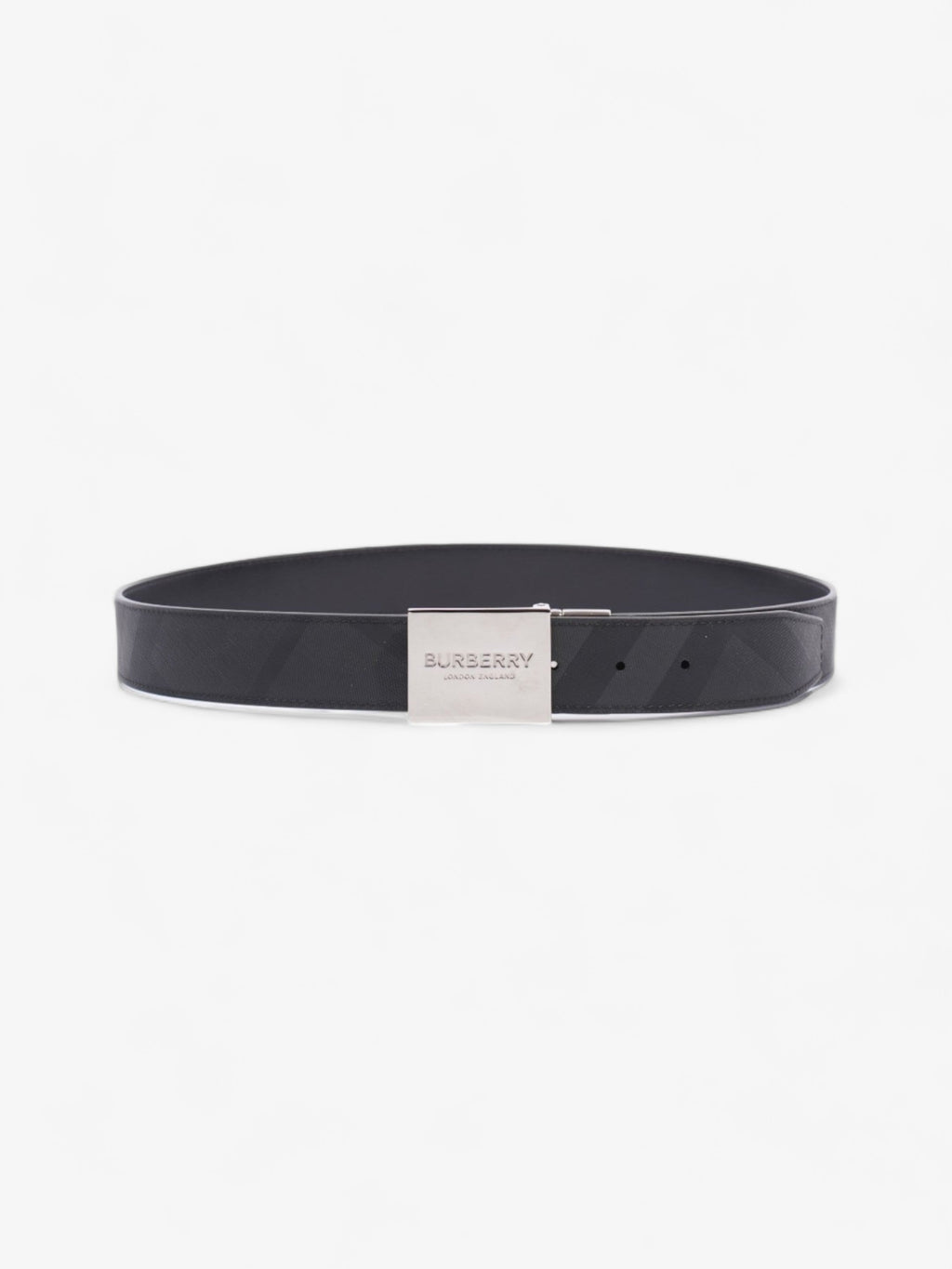 Burberry Plaque Buckle Belt Black / Dark Charcoal Leather 95cm 38"