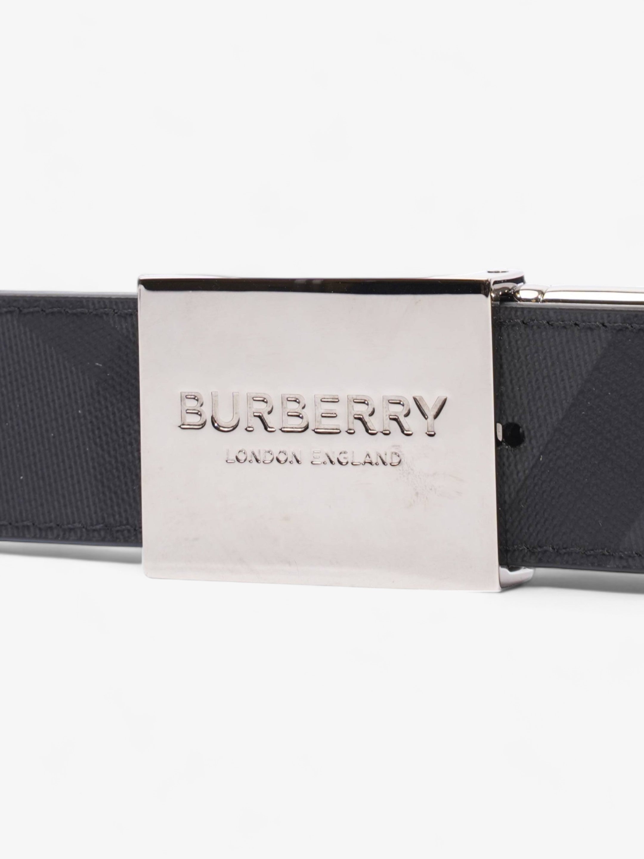 Burberry Plaque Buckle Belt Black / Dark Charcoal Leather 95cm 38"