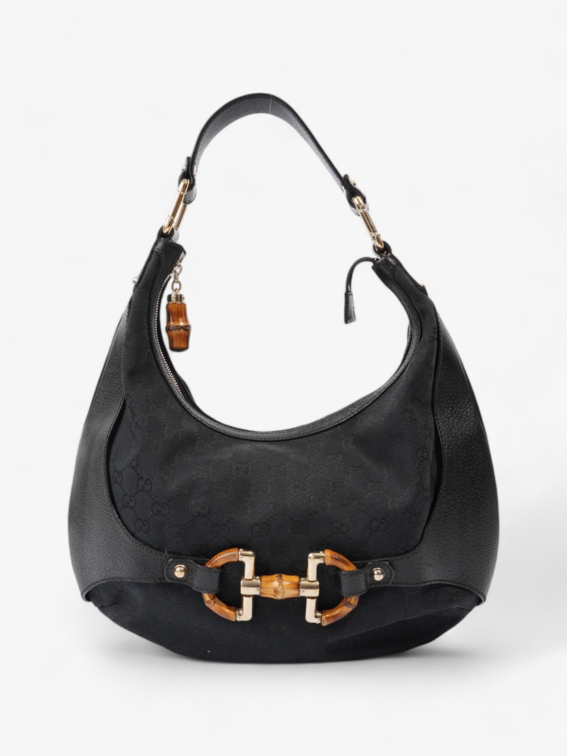 Gucci Amalfi Horsebit Hobo GG Supreme / Black / Brown Canvas