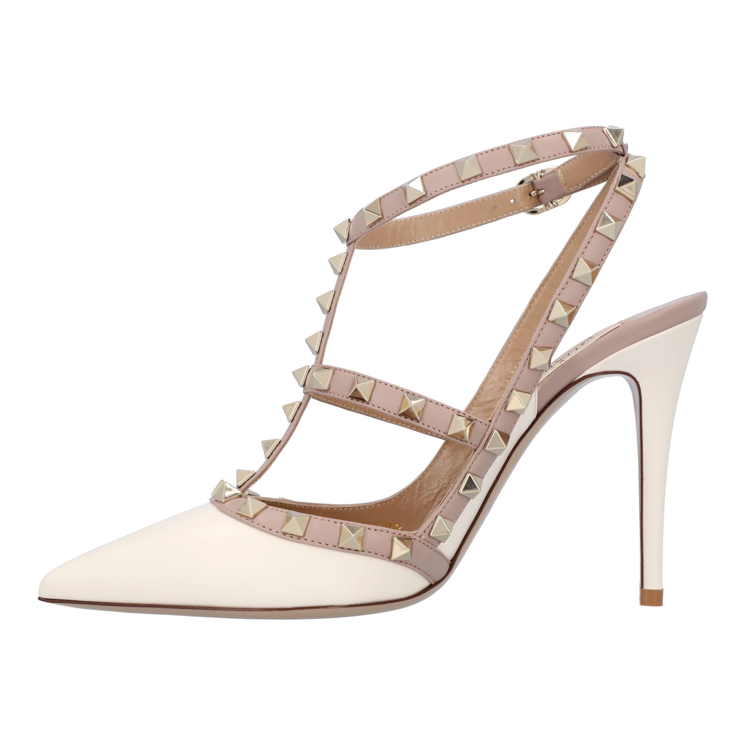 Women's Valentino Women Rockstud Ankle Strap Pumps With 100 mm In White