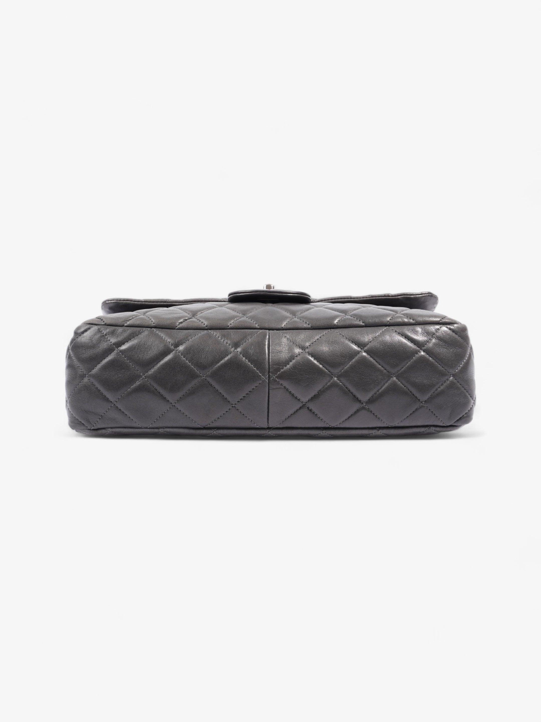 Chanel Classic Single Flap Grey Lambskin Leather Jumbo