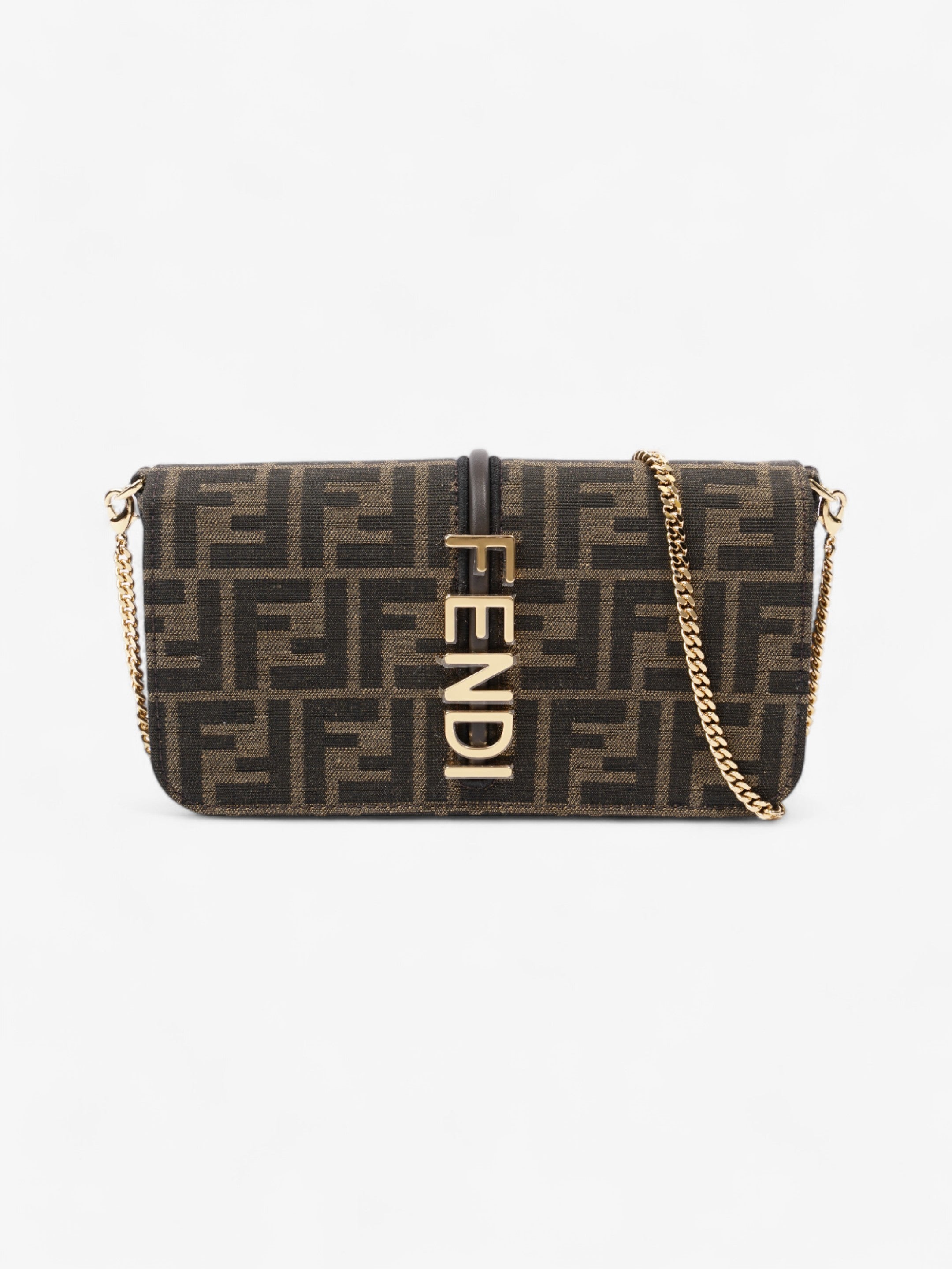 Fendi Fendigraphy Wallet on Chain Tobacco / Brown Fabric