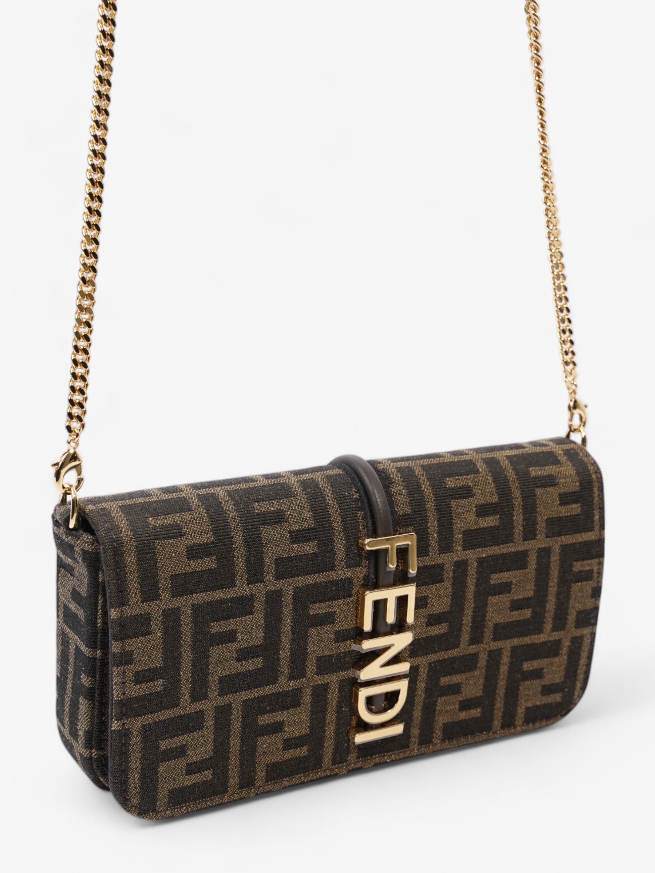 Fendi Fendigraphy Wallet on Chain Tobacco / Brown Fabric