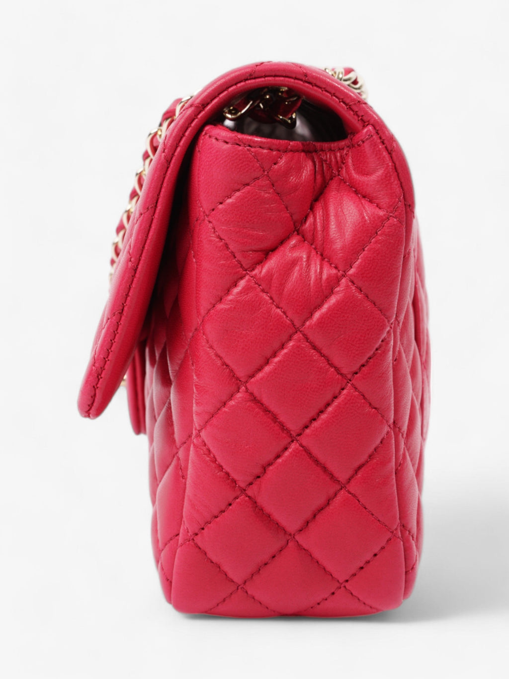 Chanel Classic Single Flap Bag with Valentines Hearts Raspberry Lambskin Leather