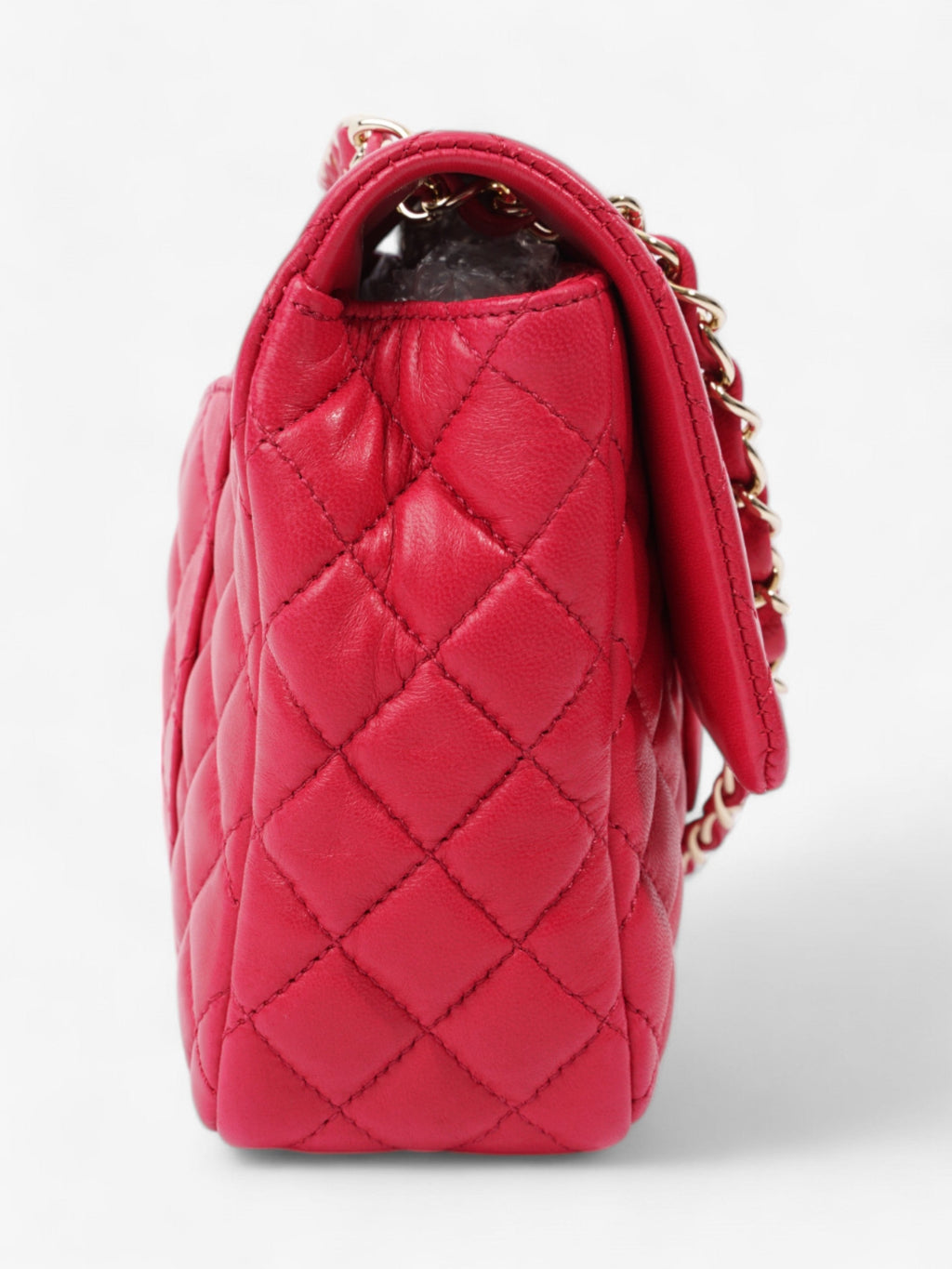 Chanel Classic Single Flap Bag with Valentines Hearts Raspberry Lambskin Leather
