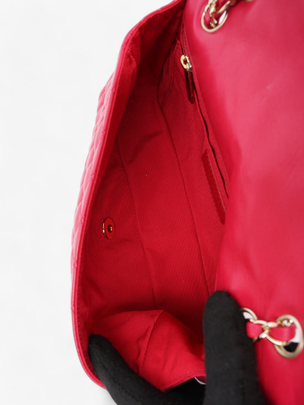 Chanel Classic Single Flap Bag with Valentines Hearts Raspberry Lambskin Leather