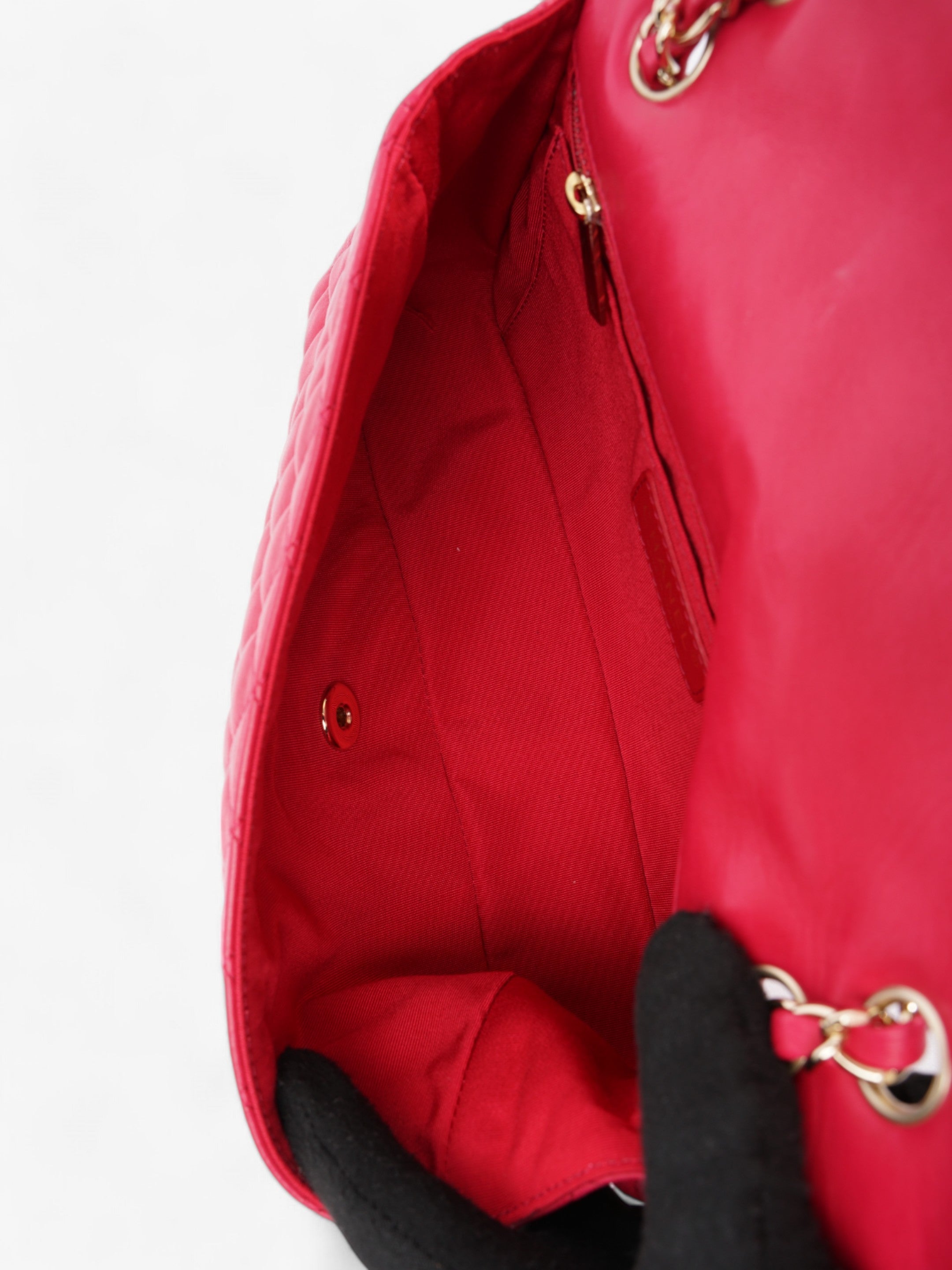 Chanel Classic Single Flap Bag with Valentines Hearts Raspberry Lambskin Leather