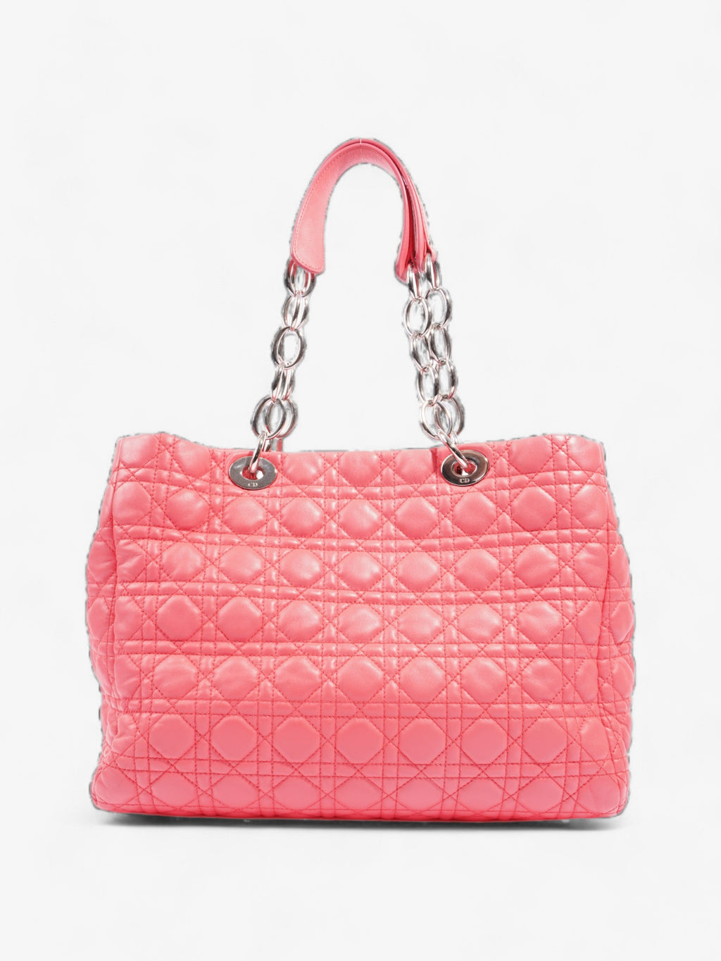Christian Dior Cannage Tote Coral Lambskin Leather Large
