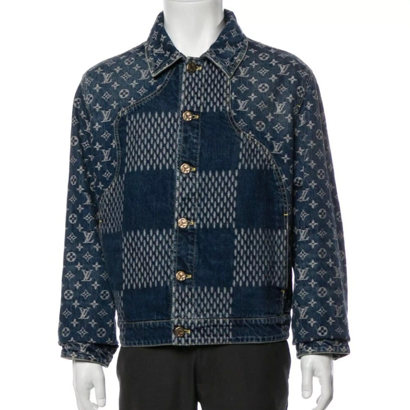 LOUIS VUITTON X NIGO GIANT DAMIER WAVES MNGM DENIM JACKET