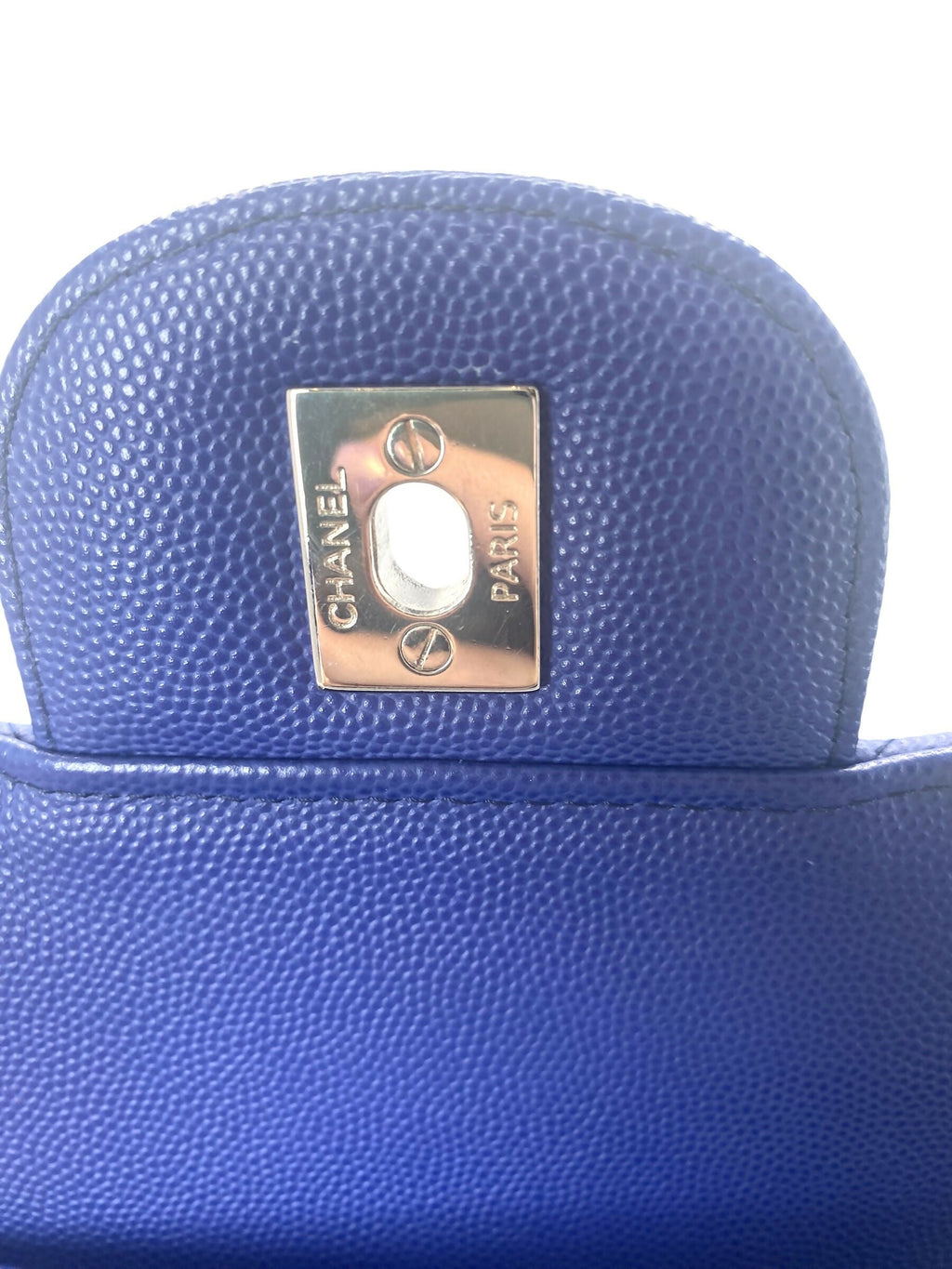 Chanel 2019 Bright Blue Caviar Chevron Quilted Jumbo Double Flap Timeless Classic Bag SHW