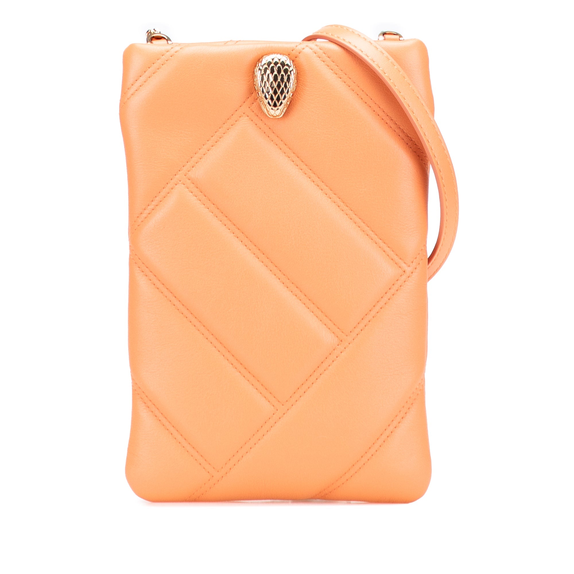 Serpenti Cabochon Phone Holder on Chain Diagonal Quilted Leather