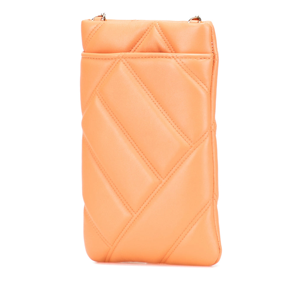 Serpenti Cabochon Phone Holder on Chain Diagonal Quilted Leather