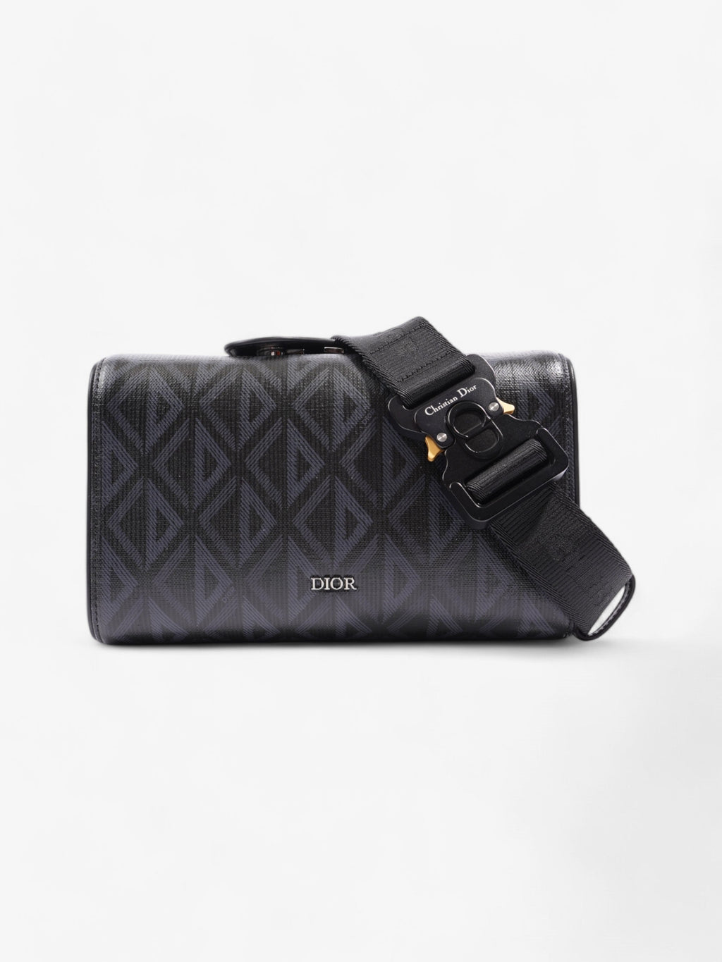 Christian Dior Pouch Saddle Duffle Black Coated Canvas