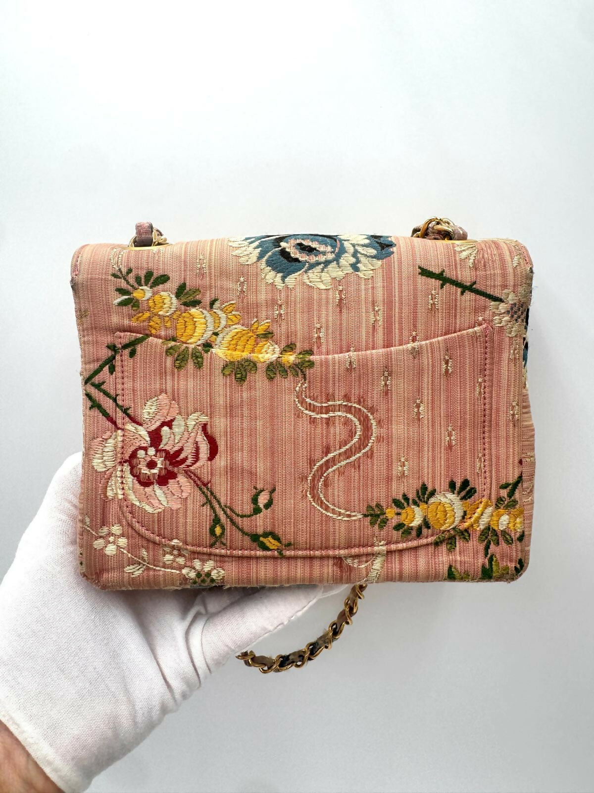 Chanel Vintage Pink Brocade Mini Square