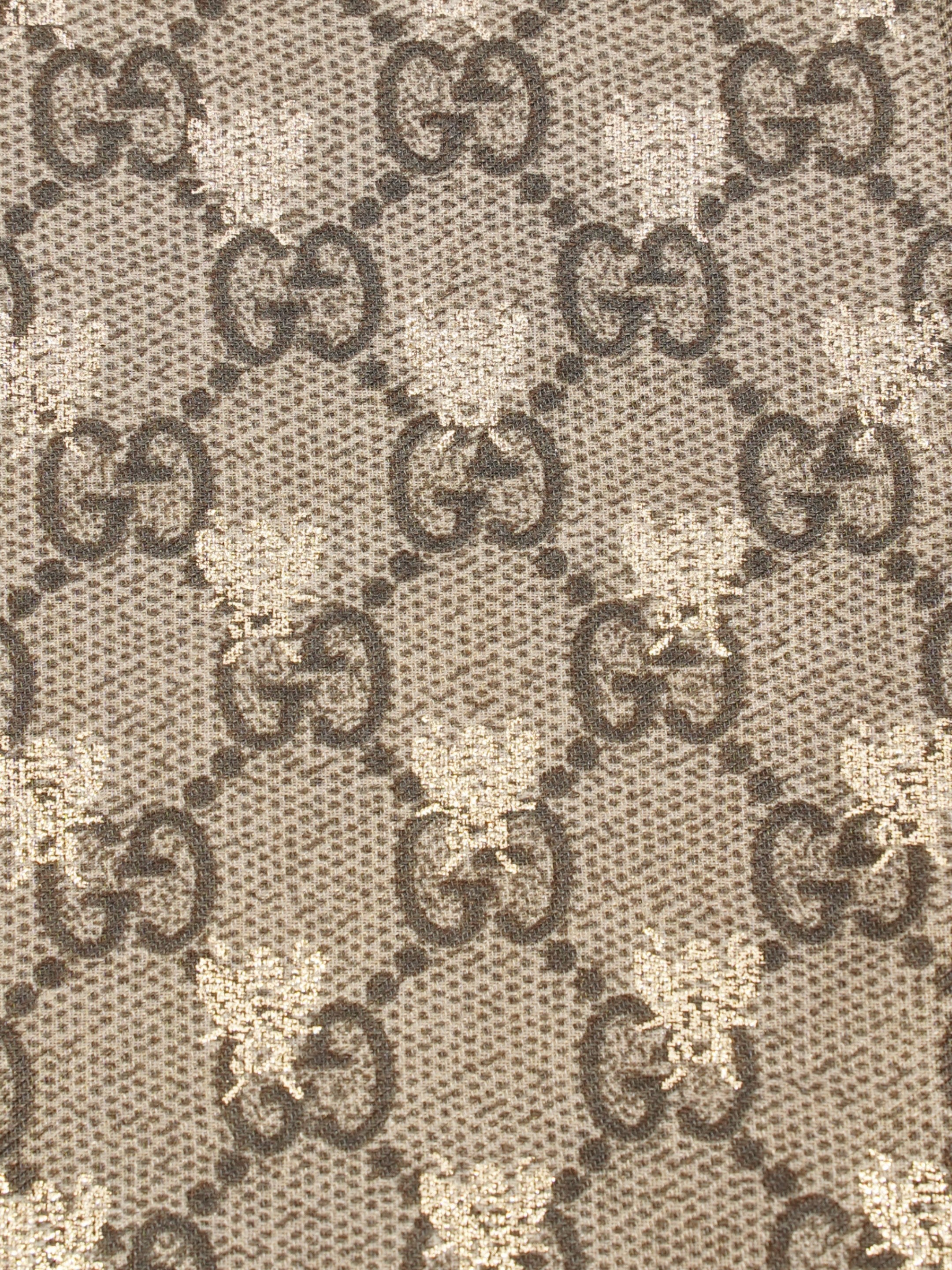 Gucci Bee GG Scarf Beige And Ebony GG Supreme / Pink / Gold Silk