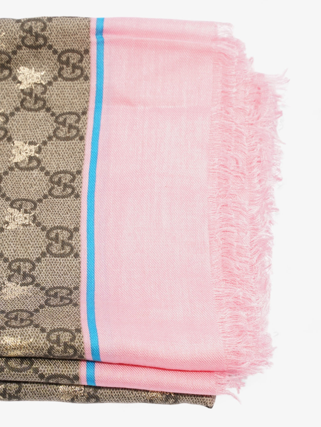 Gucci Bee GG Scarf Beige And Ebony GG Supreme / Pink / Gold Silk