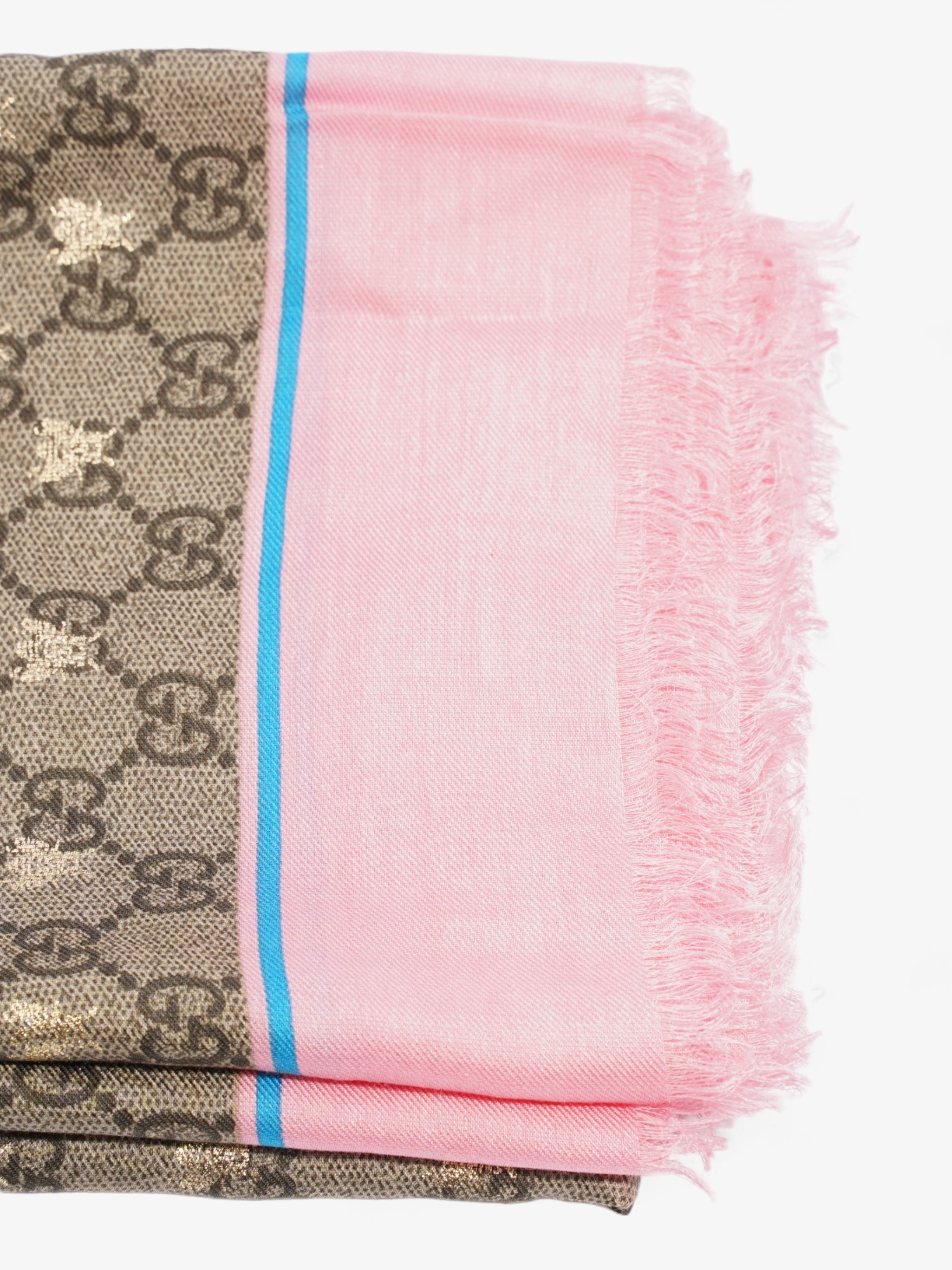 Gucci Bee GG Scarf Beige And Ebony GG Supreme / Pink / Gold Silk
