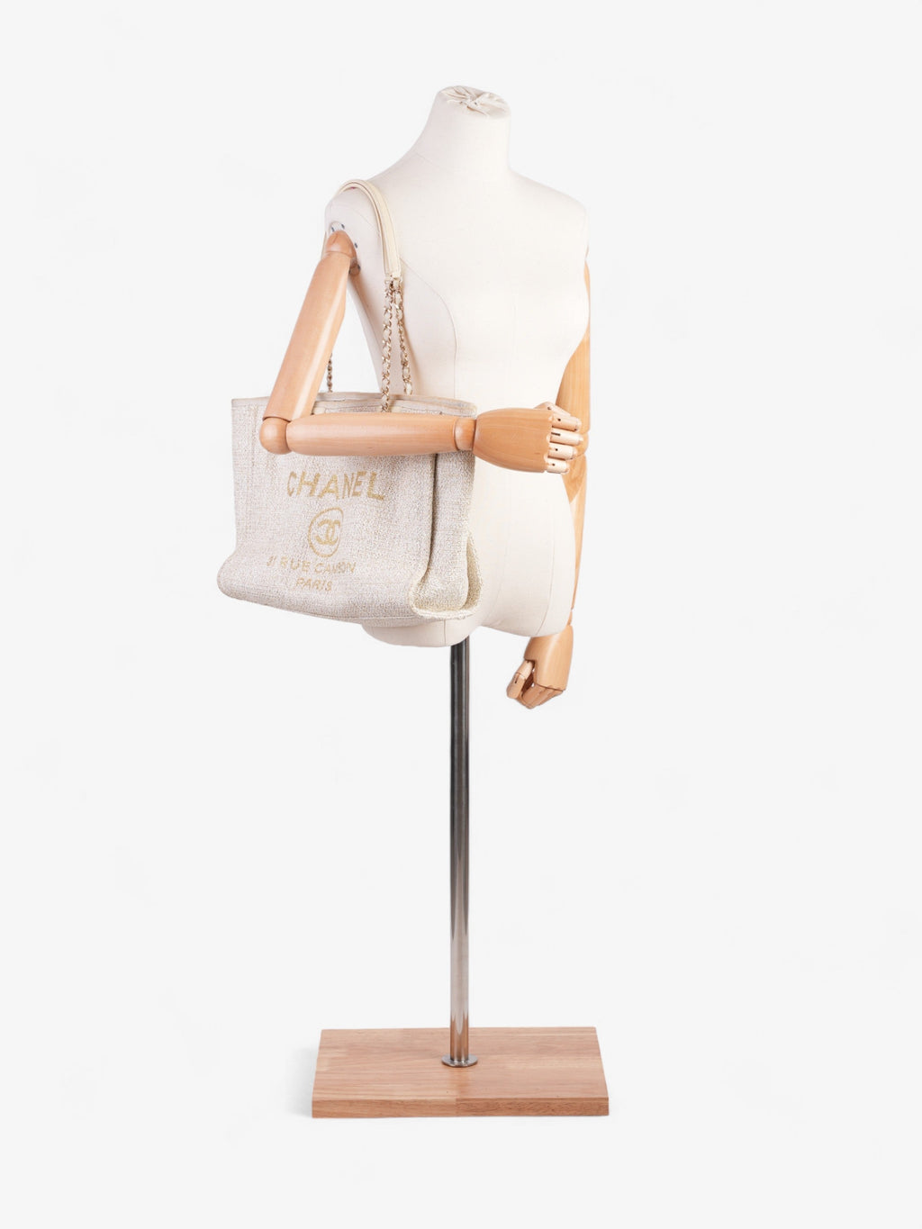 Chanel Deauville Tote Ivory Canvas Small