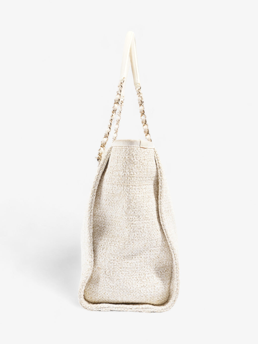 Chanel Deauville Tote Ivory Canvas Small
