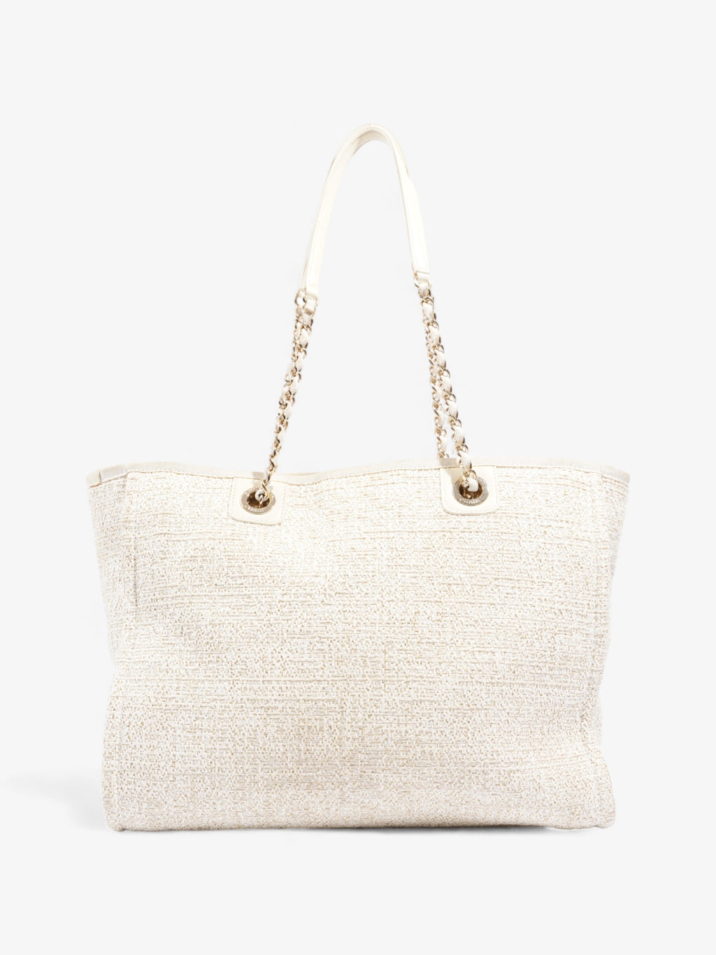 Chanel Deauville Tote Ivory Canvas Small