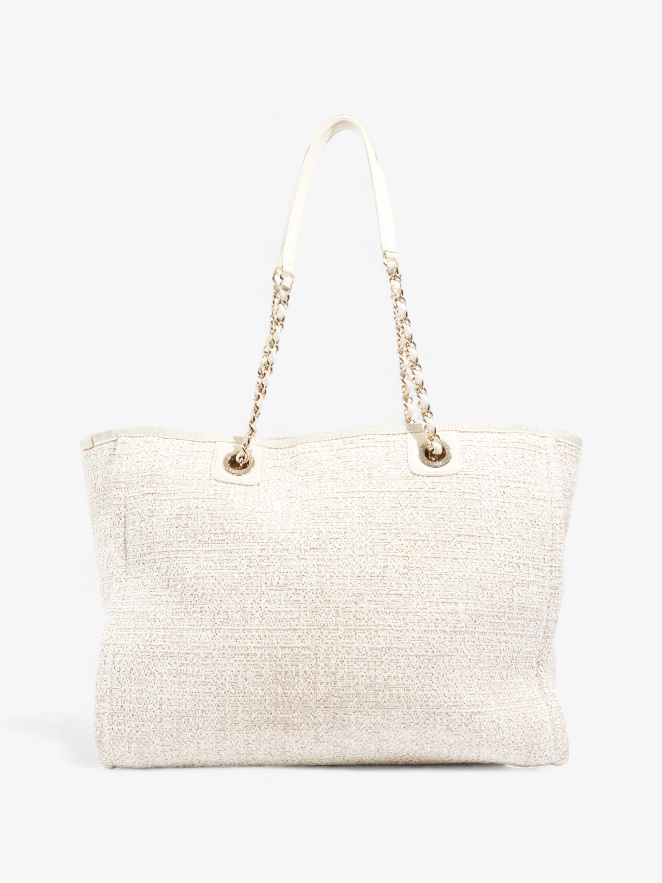 Chanel Deauville Tote Ivory Canvas Small