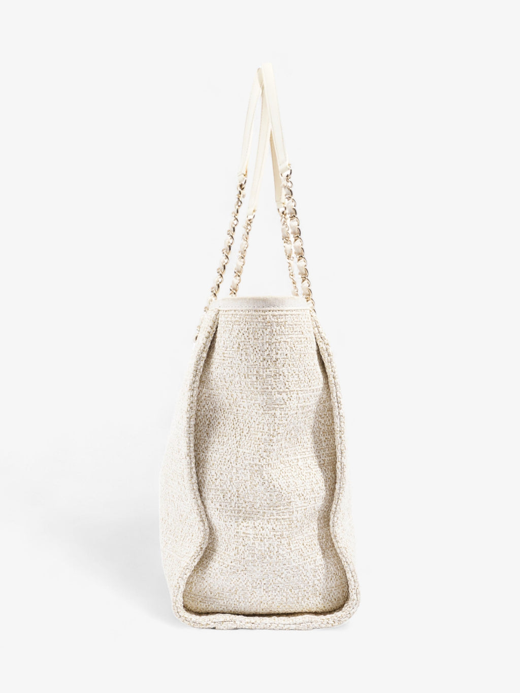 Chanel Deauville Tote Ivory Canvas Small