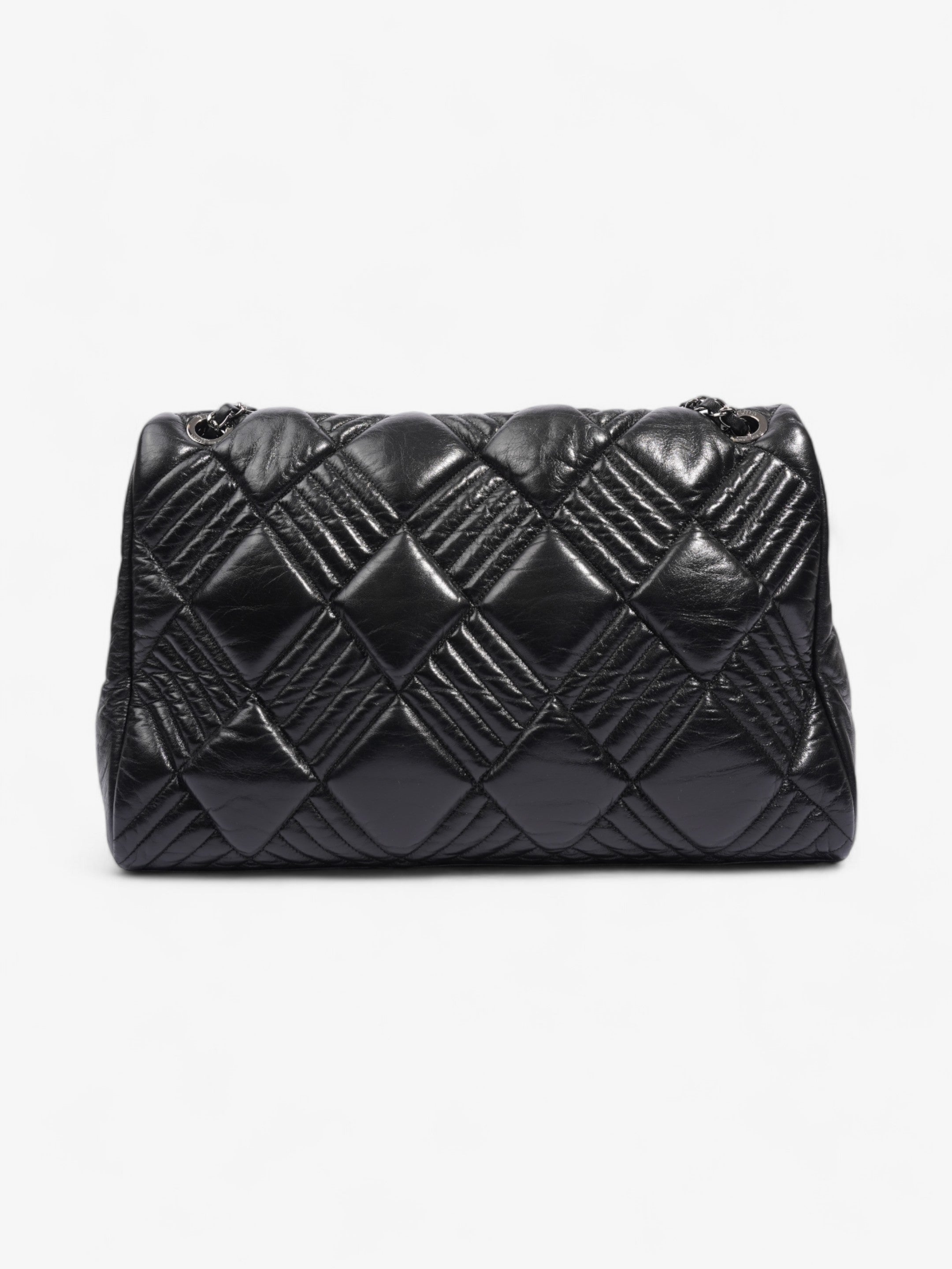 Chanel In and Out Flap Bag Black Lambskin Leather Maxi