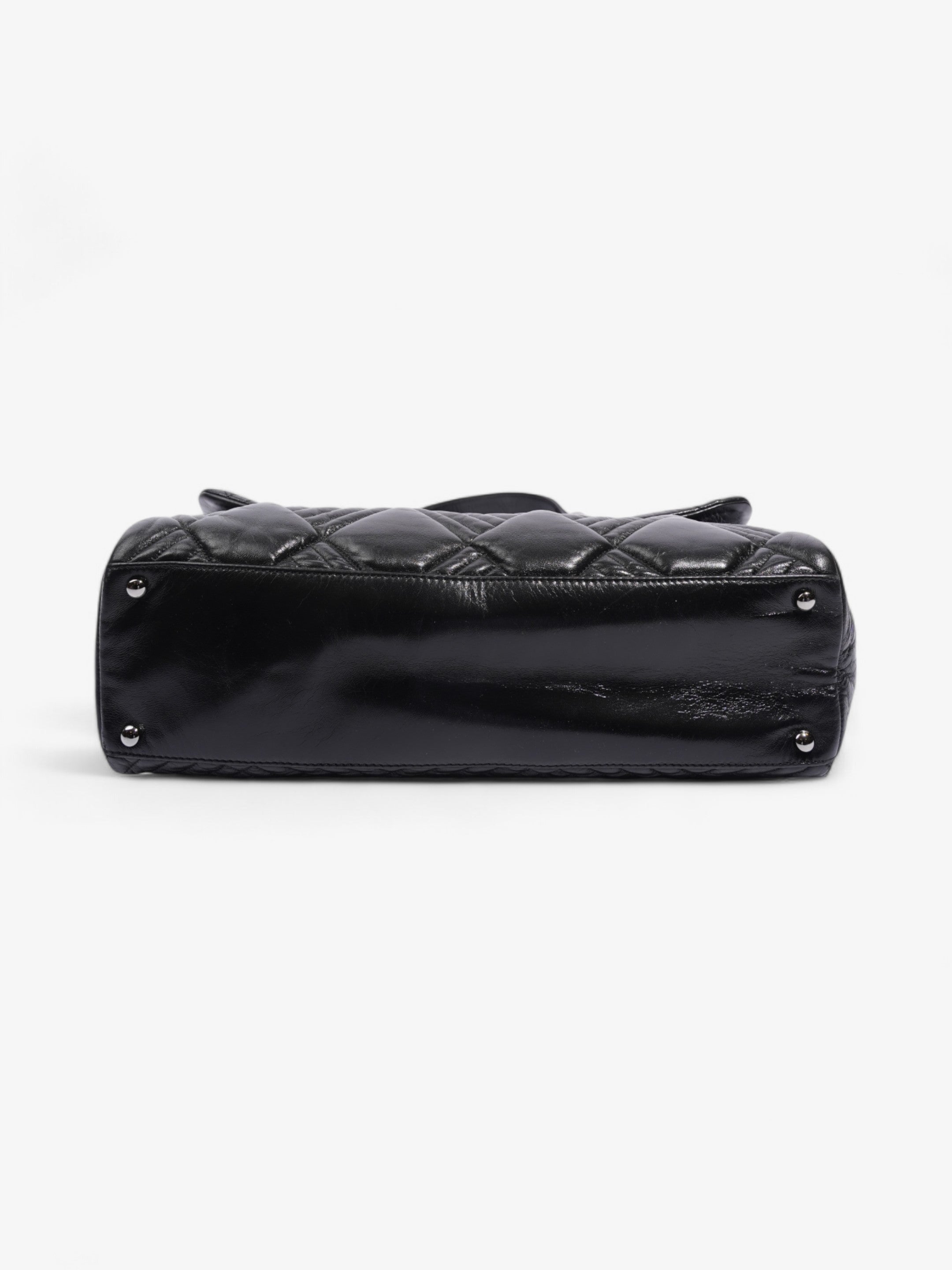 Chanel In and Out Flap Bag Black Lambskin Leather Maxi