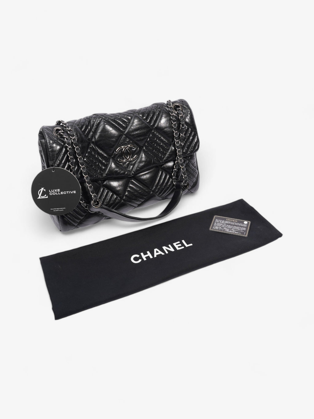Chanel In and Out Flap Bag Black Lambskin Leather Maxi