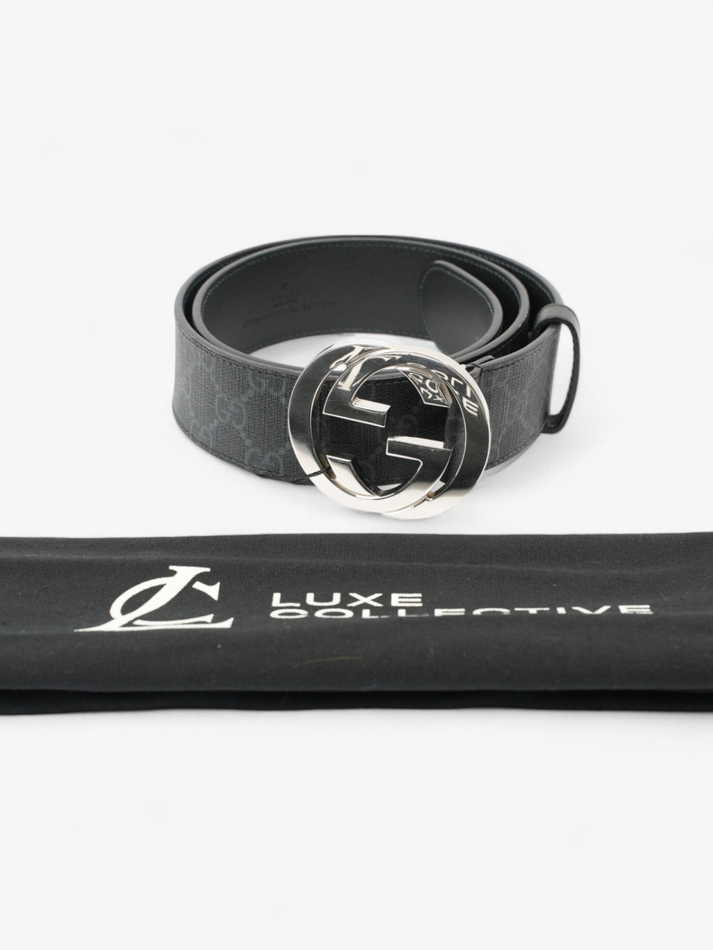 Gucci Interlocking G Belt Black GG Supreme Coated Canvas 85cm 34"