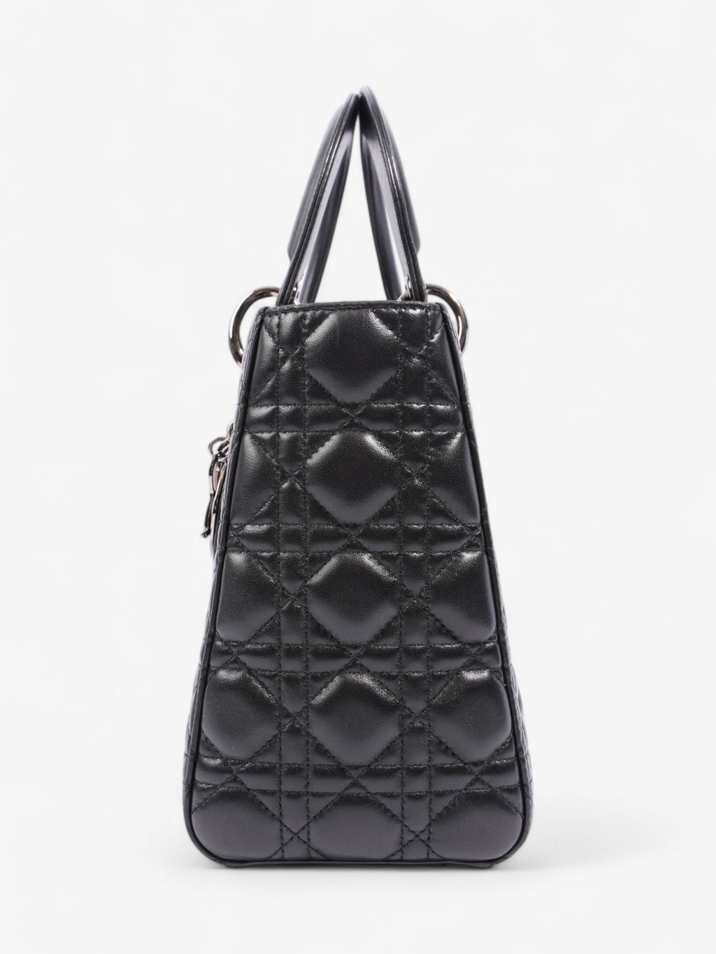 Christian Dior Lady Dior Black Lambskin Leather Medium