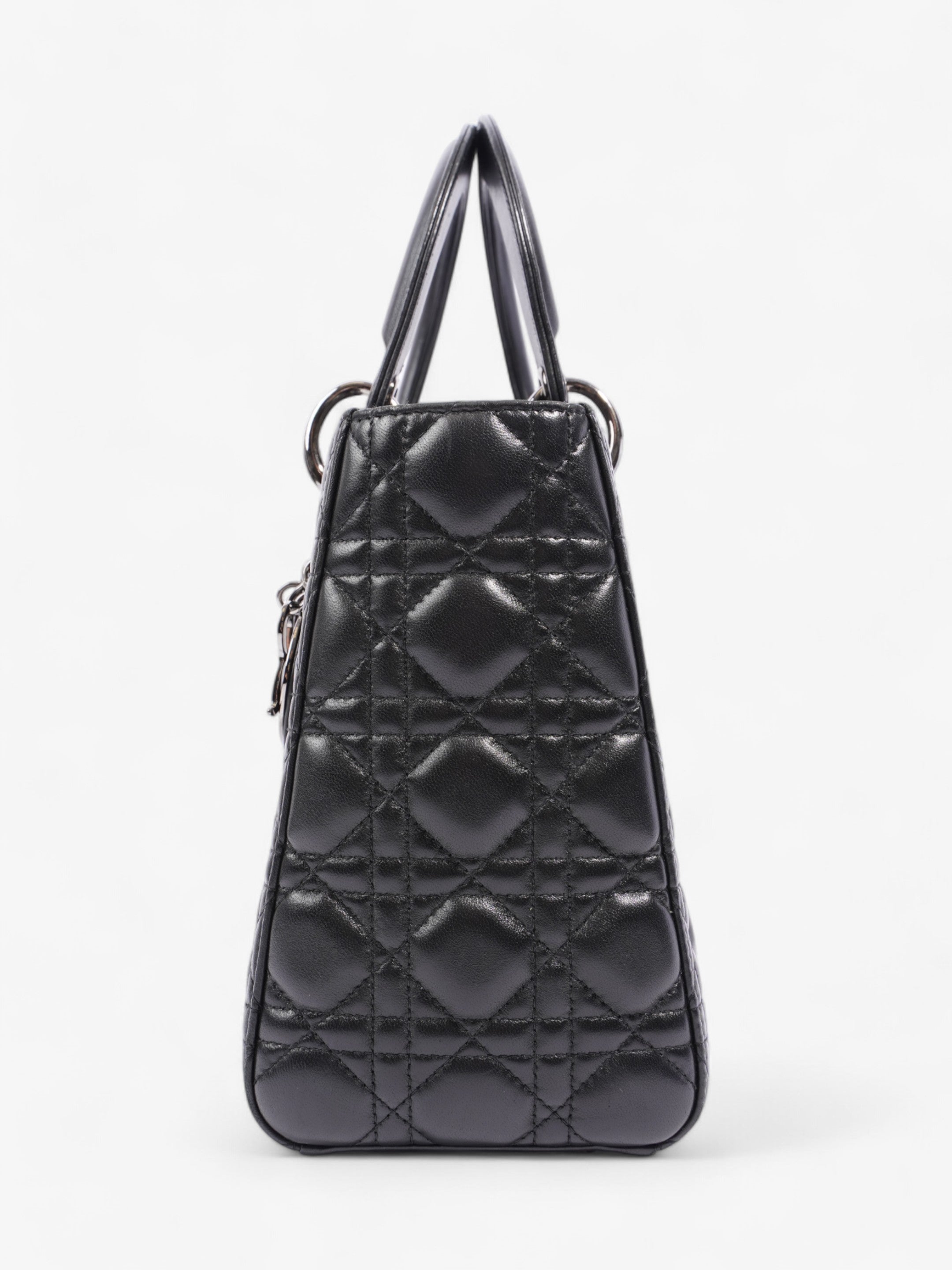 Christian Dior Lady Dior Black Lambskin Leather Medium