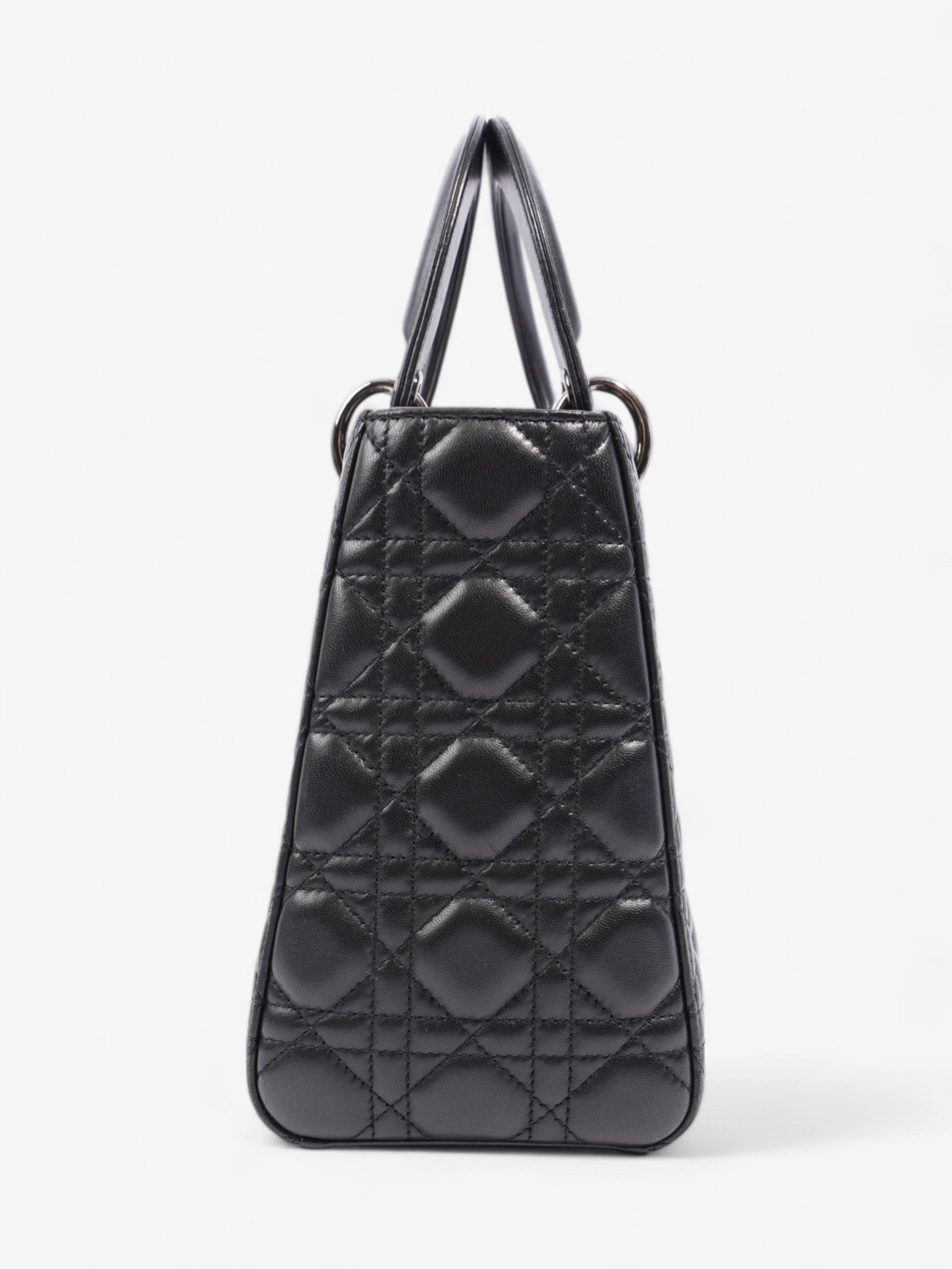 Christian Dior Lady Dior Black Lambskin Leather Medium
