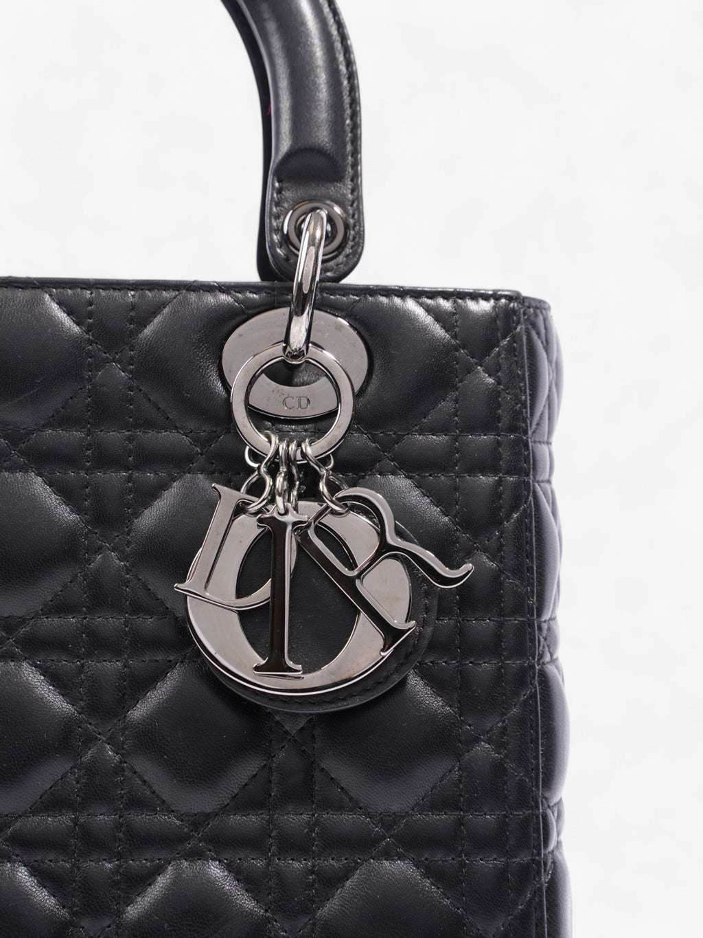 Christian Dior Lady Dior Black Lambskin Leather Medium