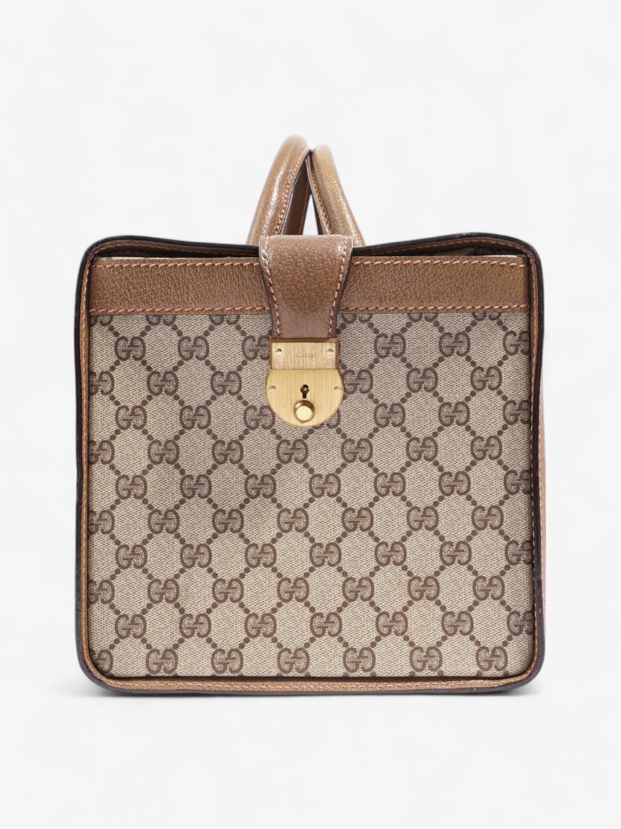 Gucci Hard Train Vanity Case GG Supreme / Brown / Green Coated Canvas