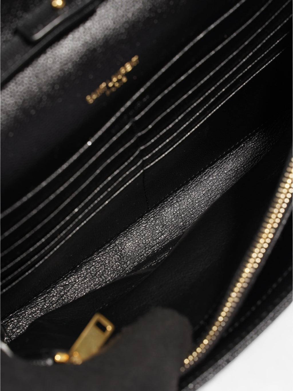 Saint Laurent Quilted Envelope Clutch Black Grained Leather