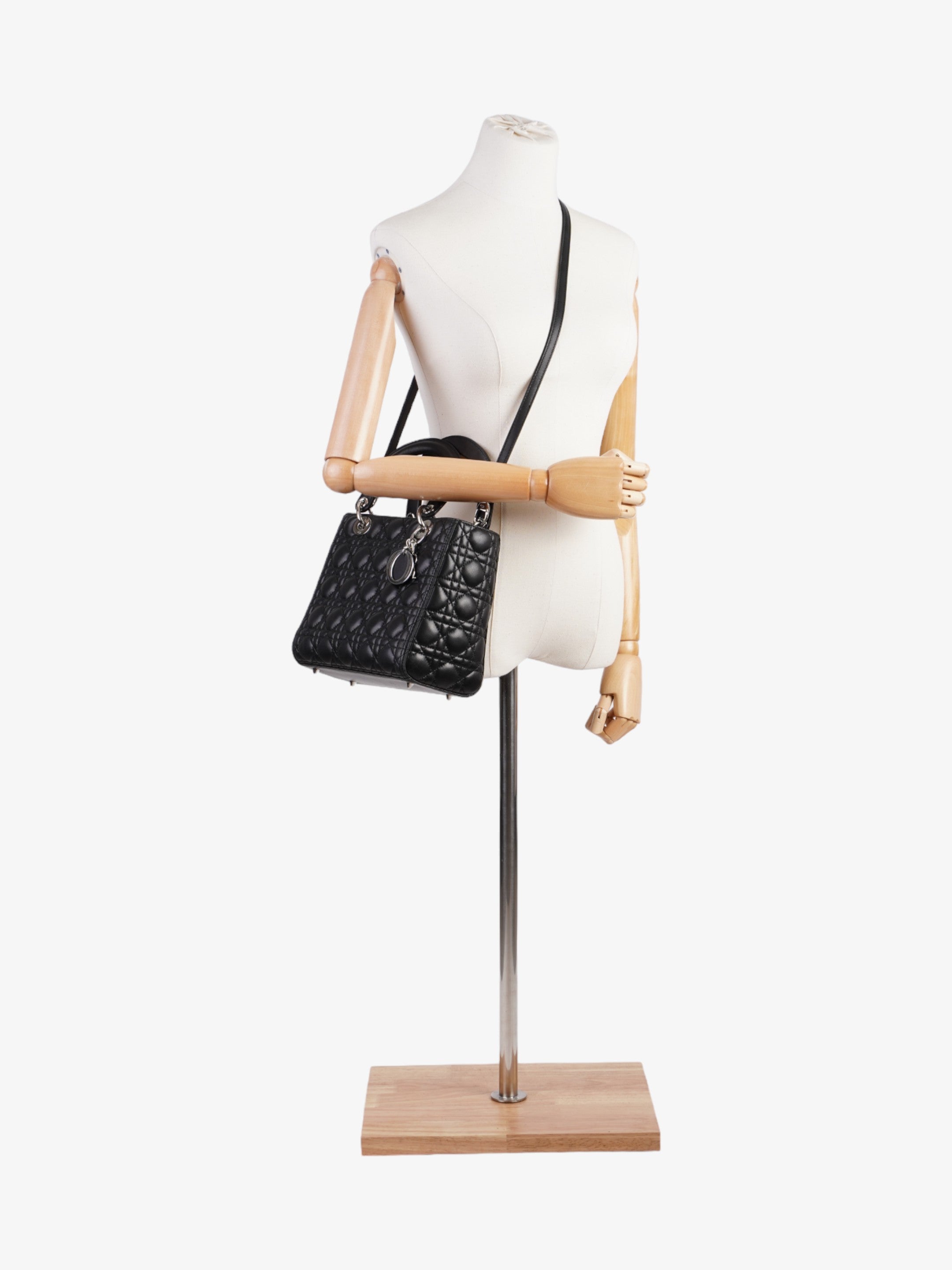 Christian Dior Lady Dior Black Leather Medium