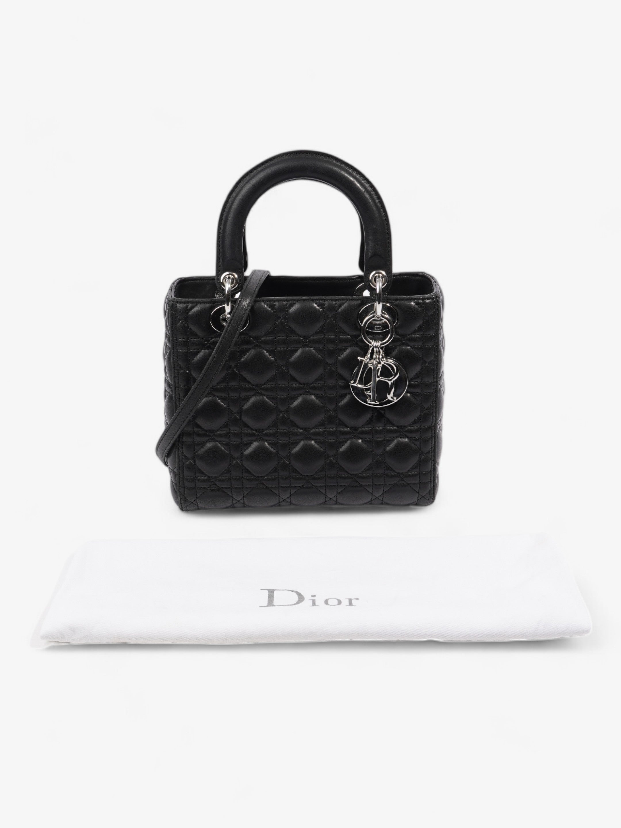 Christian Dior Lady Dior Black Leather Medium
