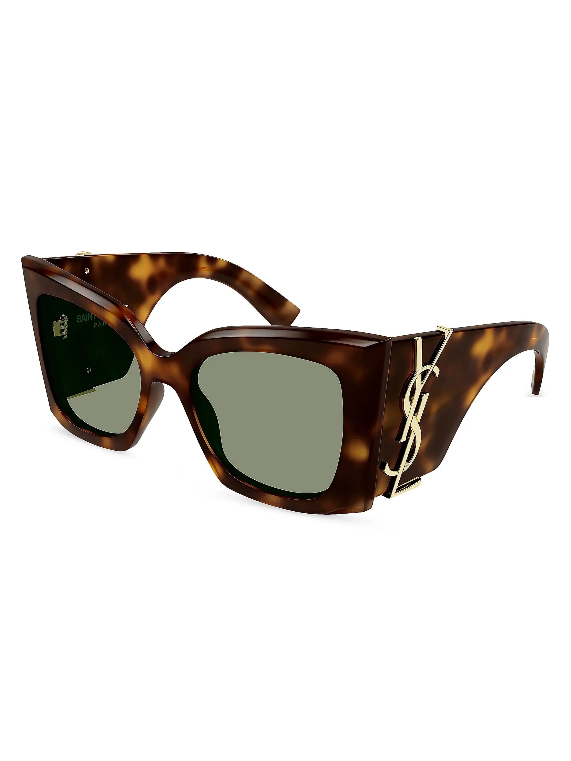 YSL BLAZE OVERSIZED CAT-EYE TORTOISESHELL SUNGLASSES
