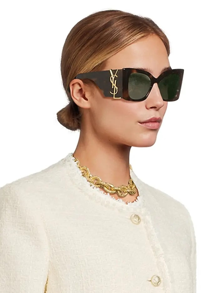 YSL BLAZE OVERSIZED CAT-EYE TORTOISESHELL SUNGLASSES