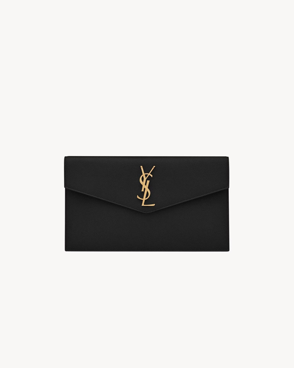 YSL GRAIN DE POUDRE UPTOWN CALFSKIN LEATHER ENVELOPE CLUTCH