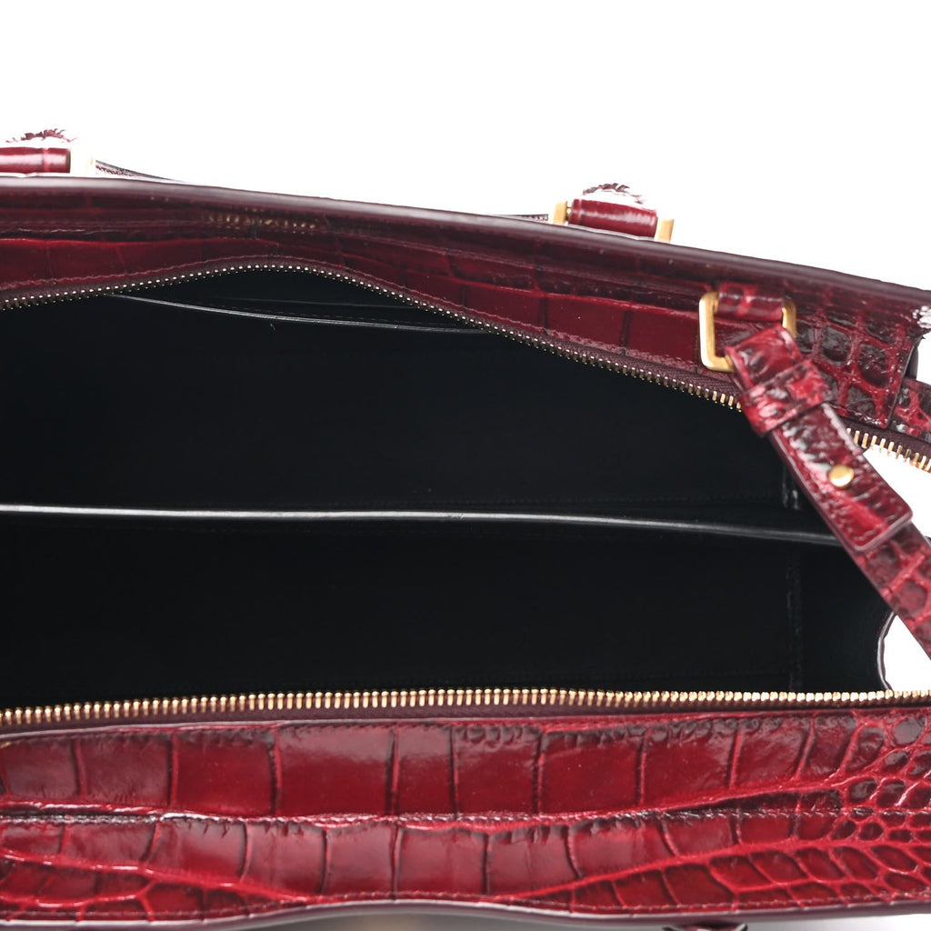 YSL CALFSKIN CROC EMBOSSED MEDIUM UPTOWN TOTE