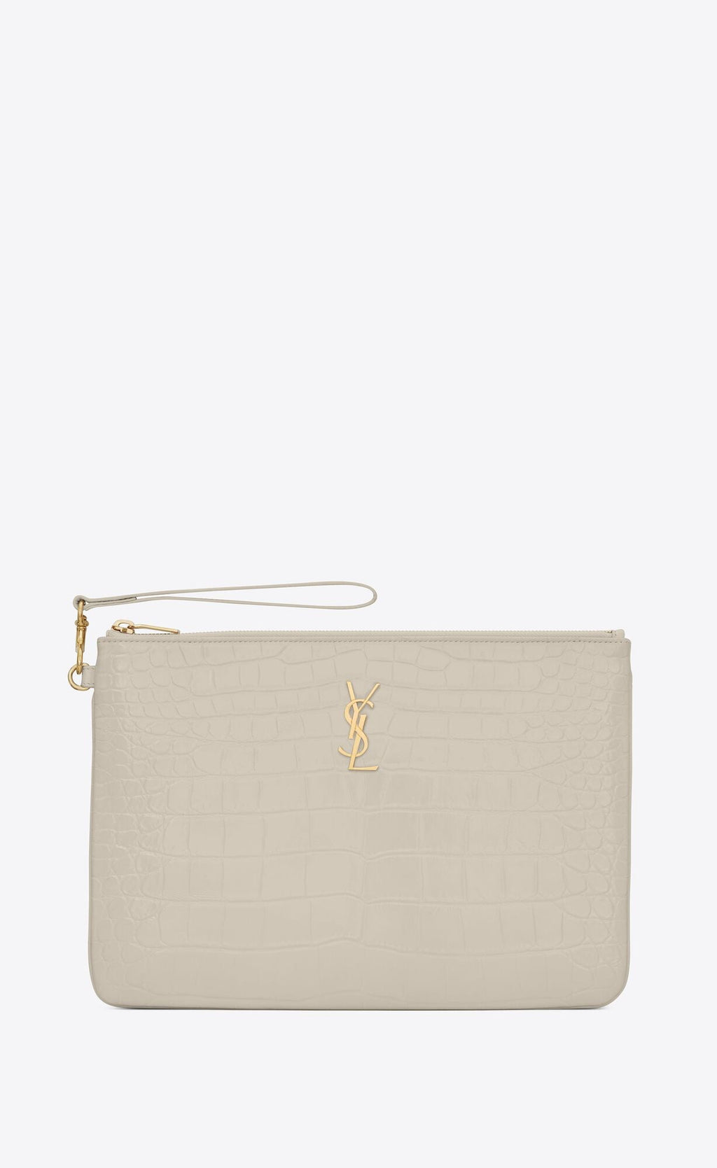 YSL CASSANDRE CROC EMBOSSED LEATHER TABLET POUCH